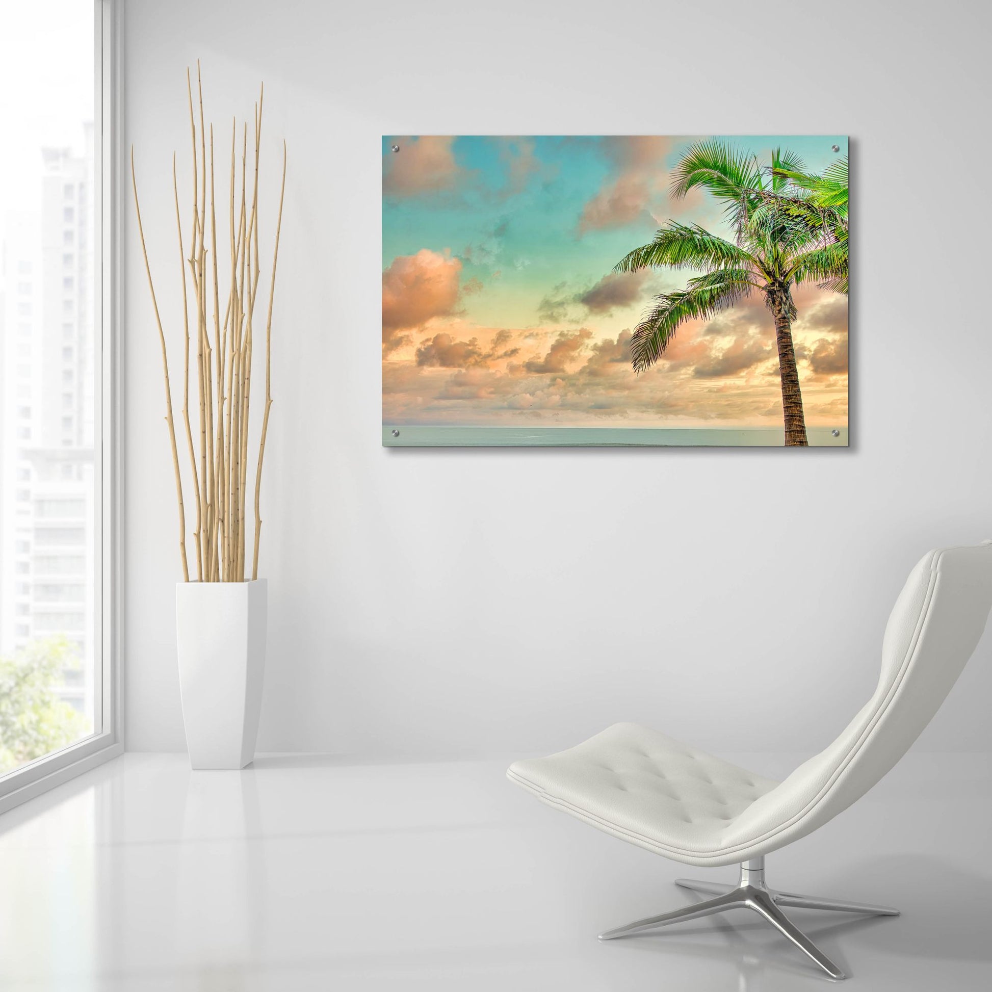 Epic Art 'Colombia Palm Sunset' by Mark A Paulda, Acrylic Glass Wall Art,36x24