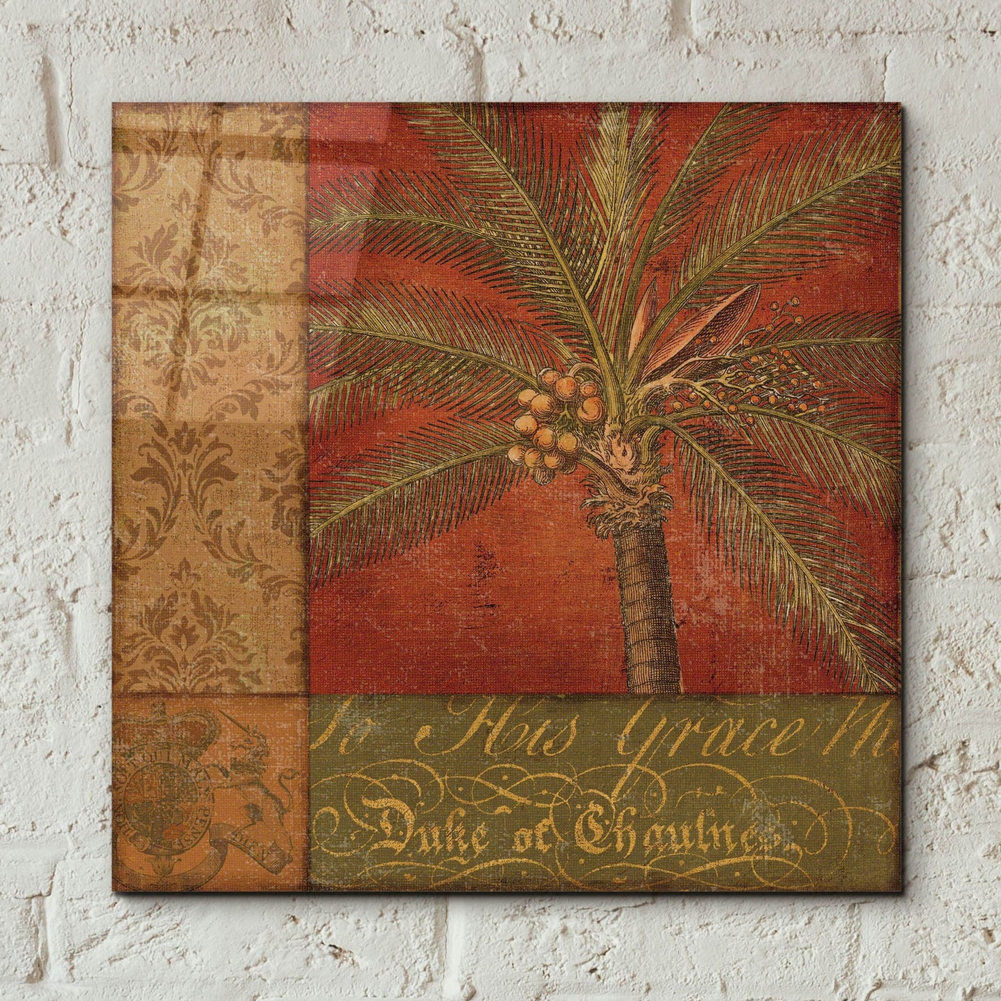 Epic Art 'Golden Palm I' by NBL Studio, Acrylic Glass Wall Art,12x12