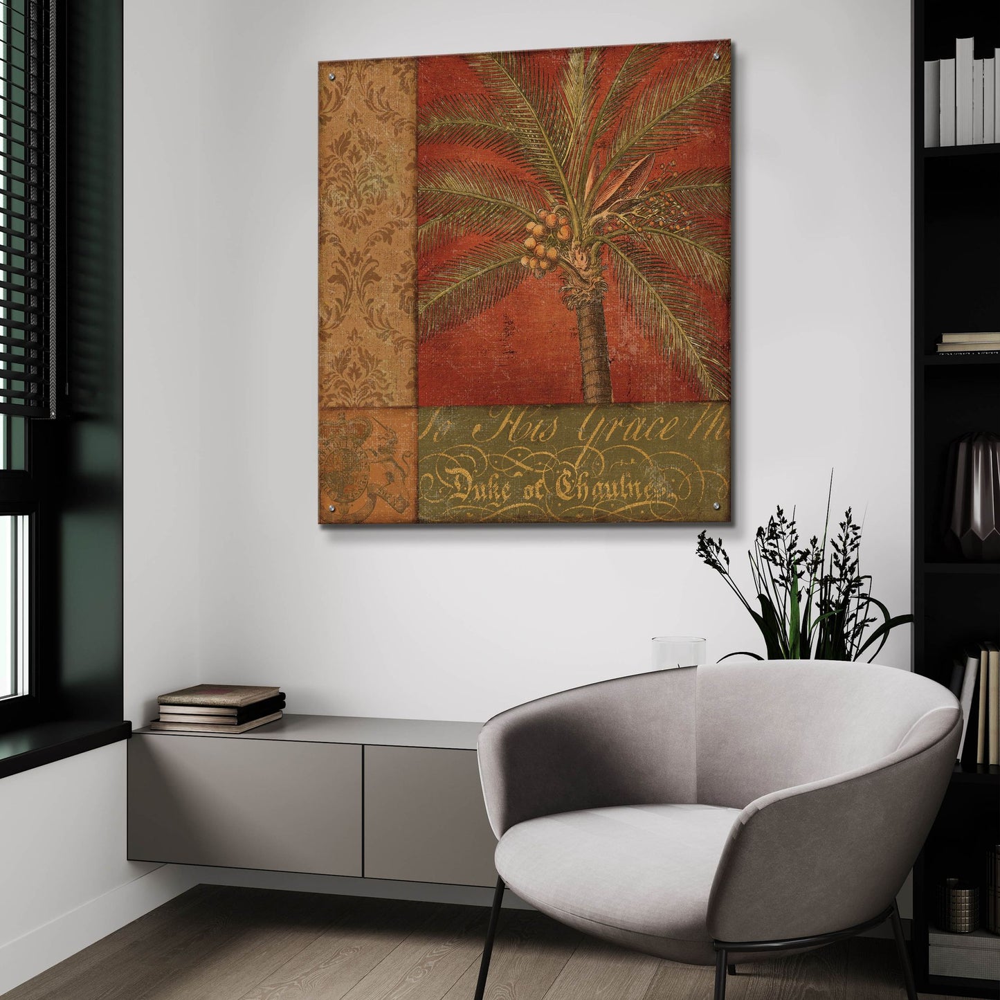 Epic Art 'Golden Palm I' by NBL Studio, Acrylic Glass Wall Art,36x36