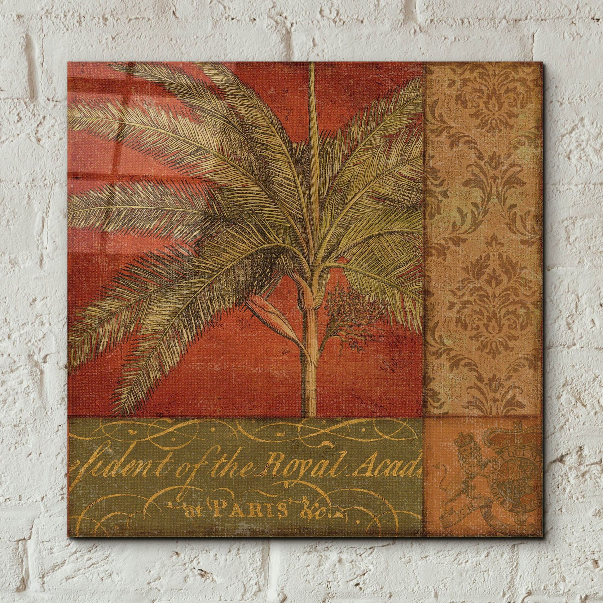 Epic Art 'Golden Palm II' by NBL Studio, Acrylic Glass Wall Art,12x12