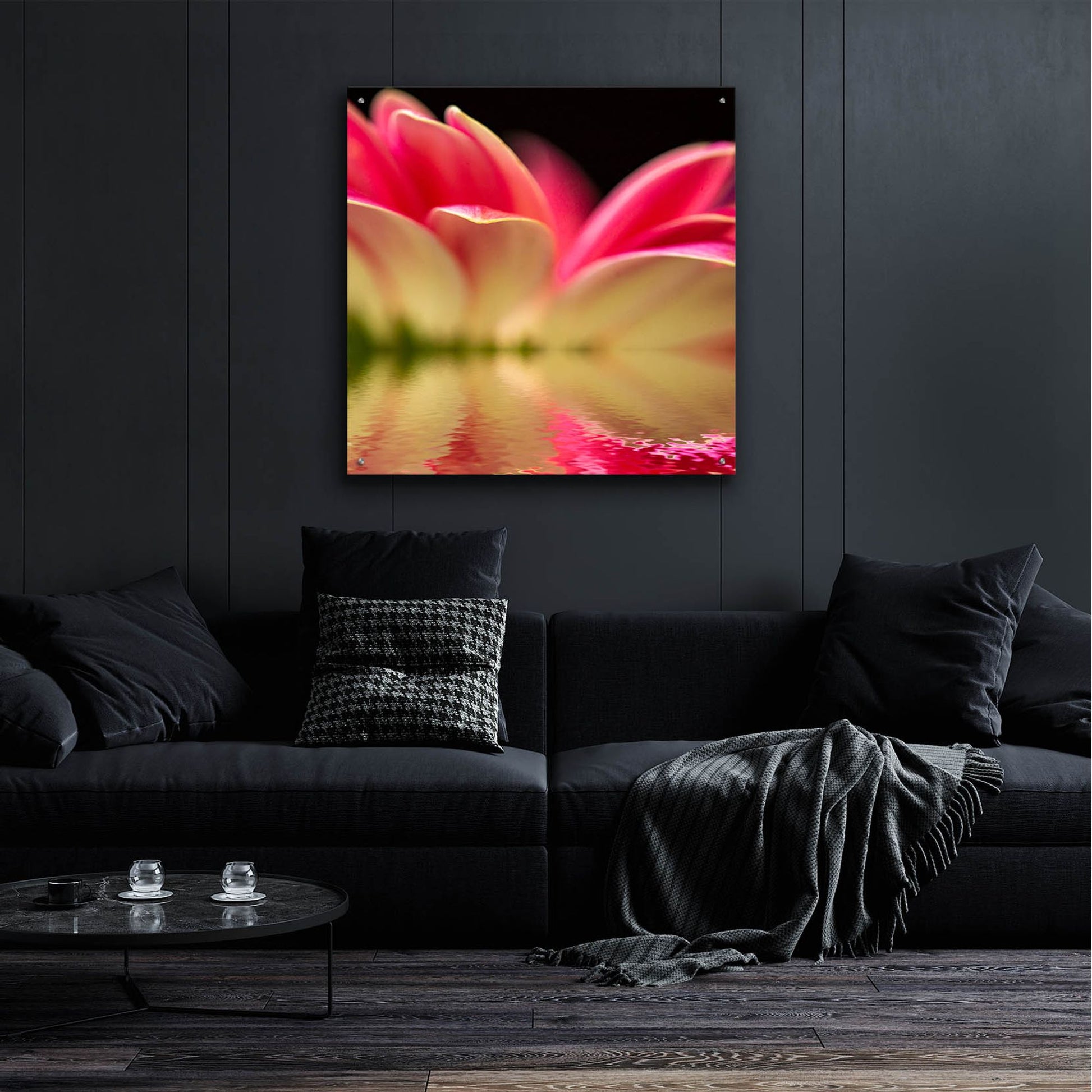 Epic Art 'Gerbera Daisy Reflection' by Pamela Plummer, Acrylic Glass Wall Art,36x36