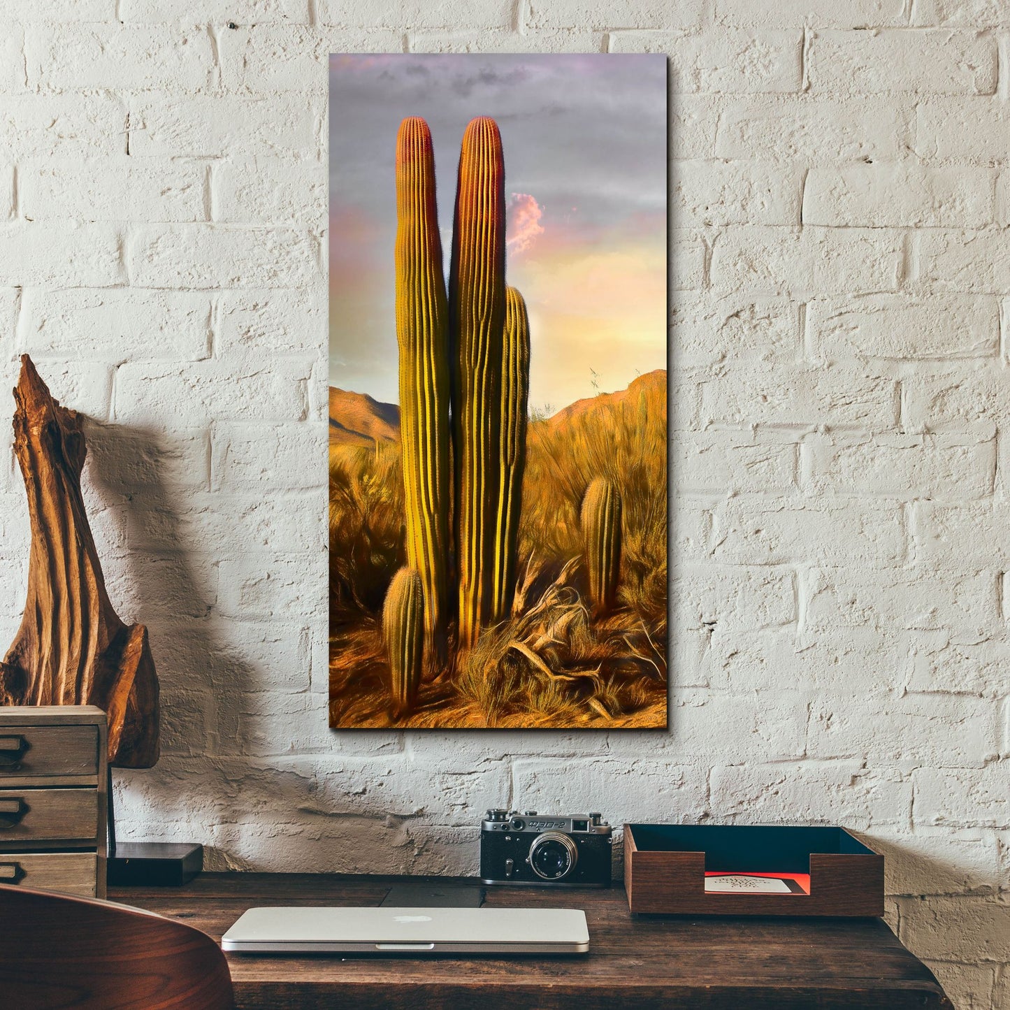 Epic Art 'Grandmother Saguaro' by Pamela Plummer, Acrylic Glass Wall Art,12x24