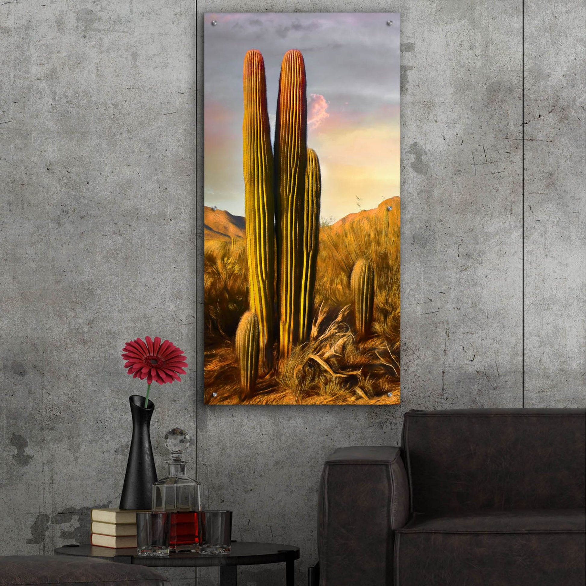 Epic Art 'Grandmother Saguaro' by Pamela Plummer, Acrylic Glass Wall Art,24x48