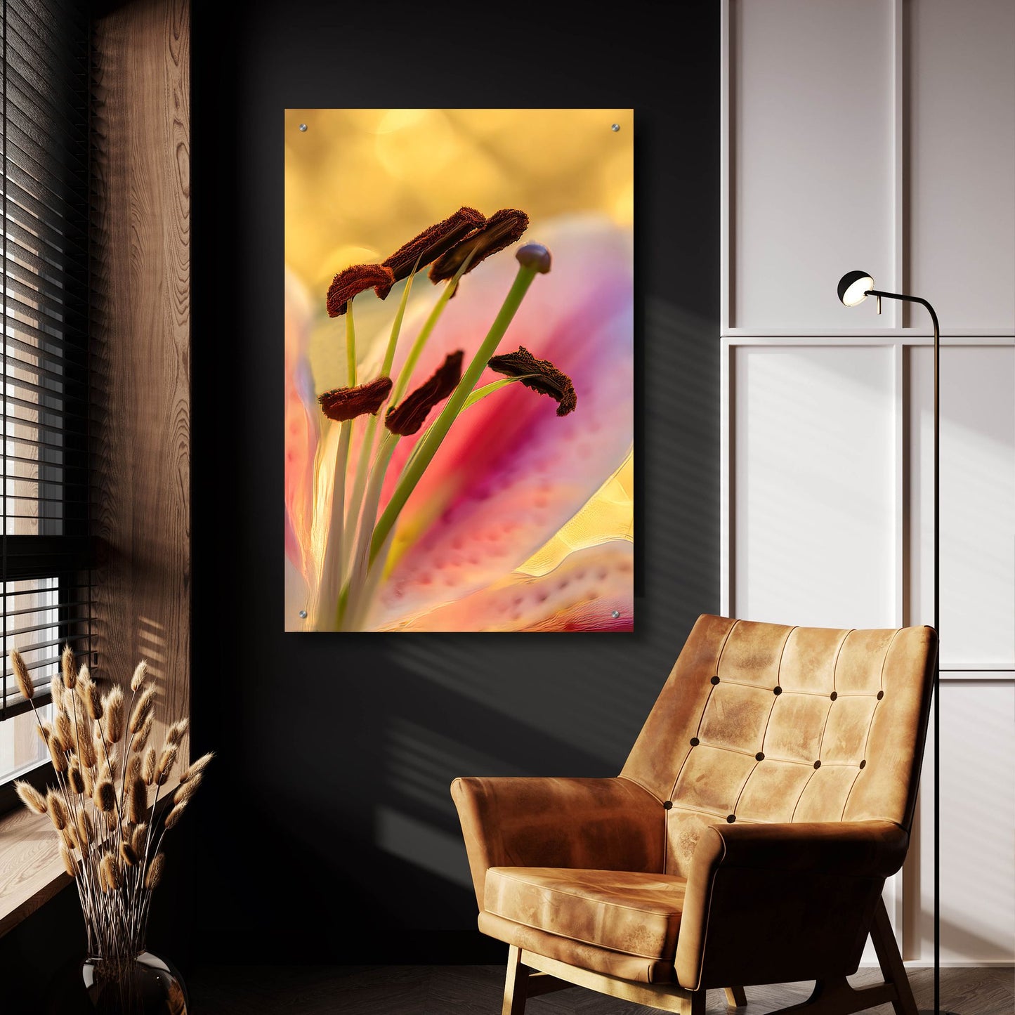 Epic Art 'Lily Anthers' by Pamela Plummer, Acrylic Glass Wall Art,24x36