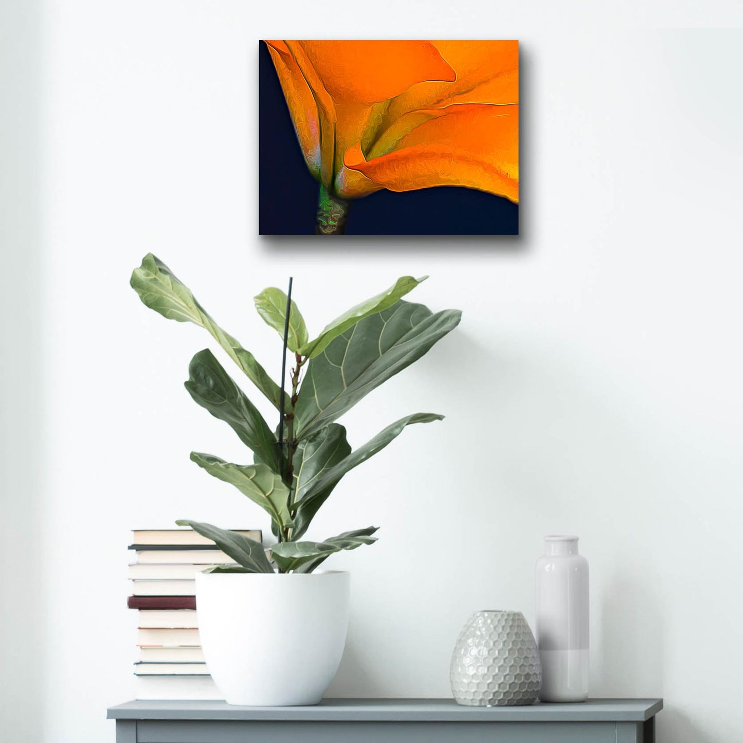 Epic Art 'Lily Dressed In Orange' by Pamela Plummer, Acrylic Glass Wall Art,16x12