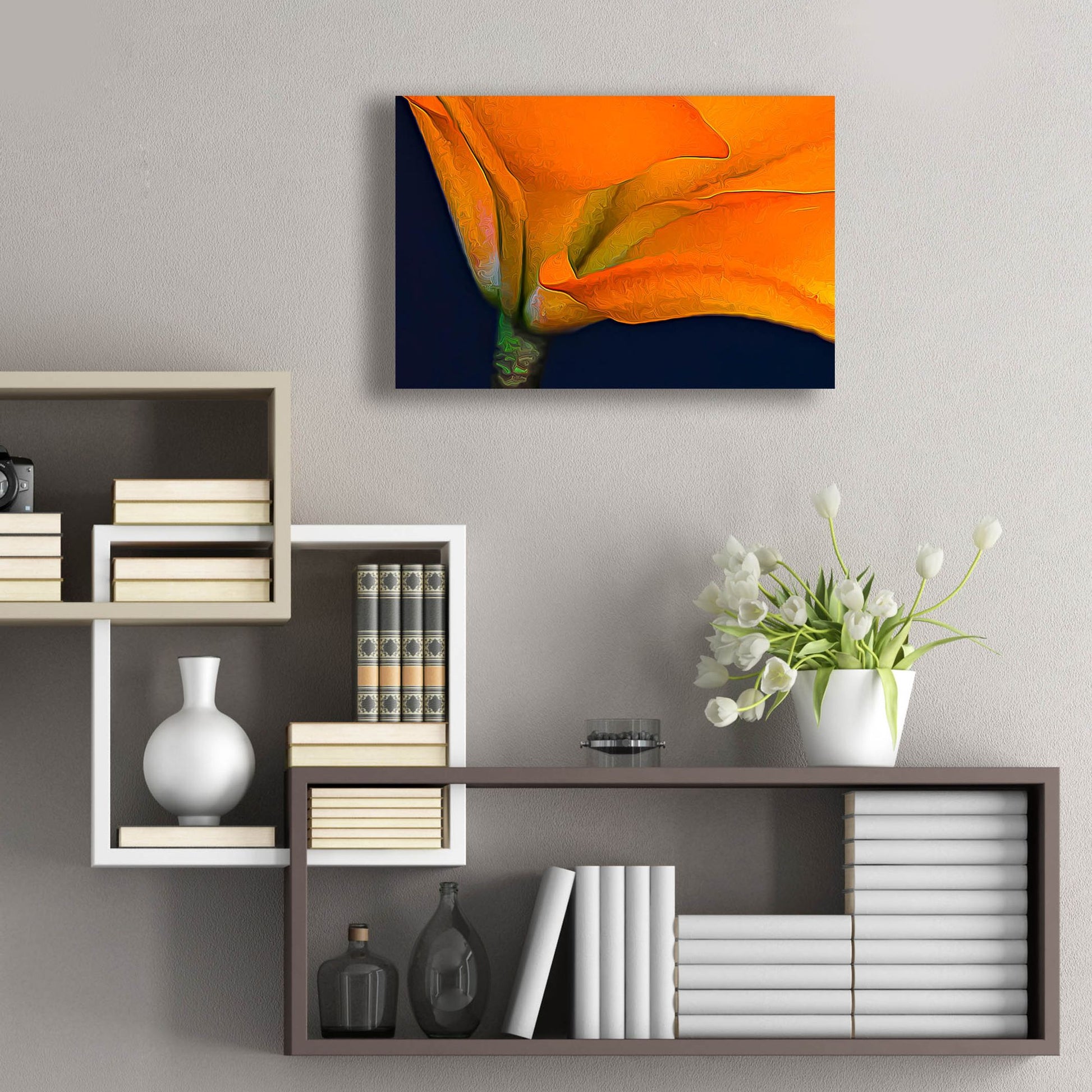 Epic Art 'Lily Dressed In Orange' by Pamela Plummer, Acrylic Glass Wall Art,24x16