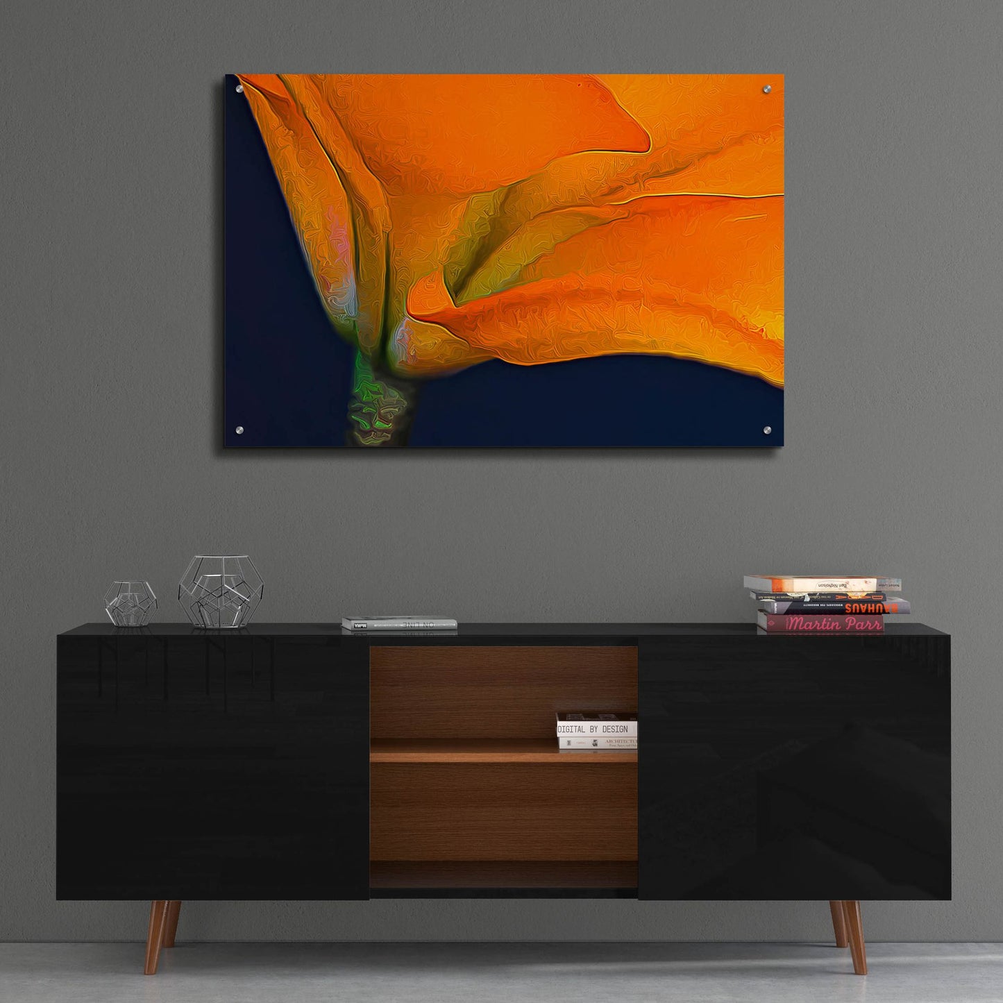 Epic Art 'Lily Dressed In Orange' by Pamela Plummer, Acrylic Glass Wall Art,36x24