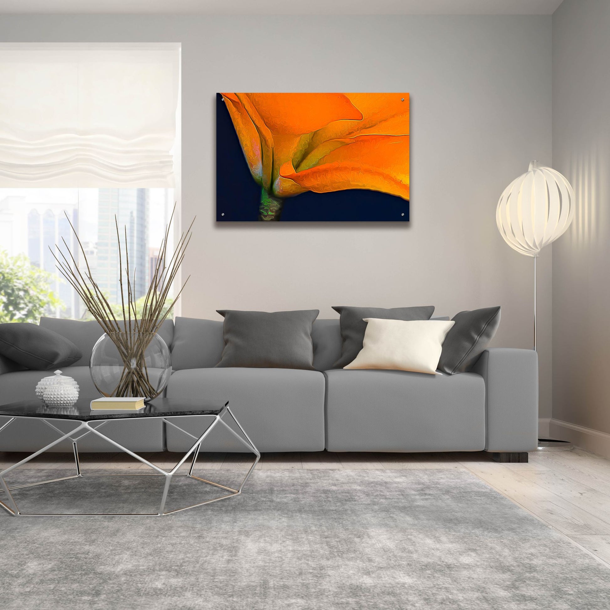 Epic Art 'Lily Dressed In Orange' by Pamela Plummer, Acrylic Glass Wall Art,36x24