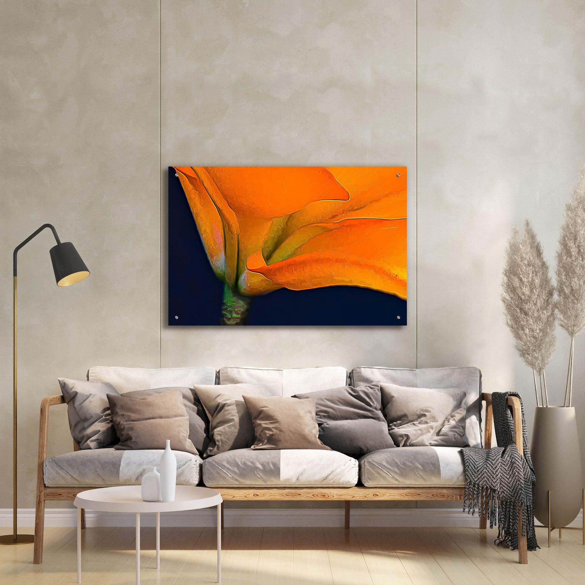 Epic Art 'Lily Dressed In Orange' by Pamela Plummer, Acrylic Glass Wall Art,36x24