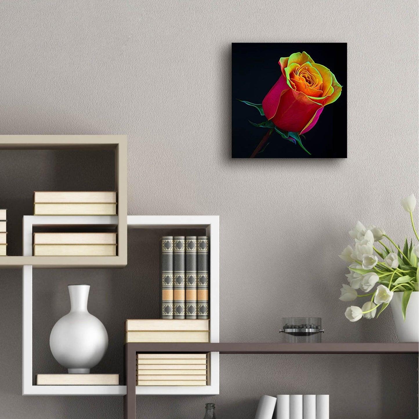 Epic Art 'Little Rosebud' by Pamela Plummer, Acrylic Glass Wall Art,12x12