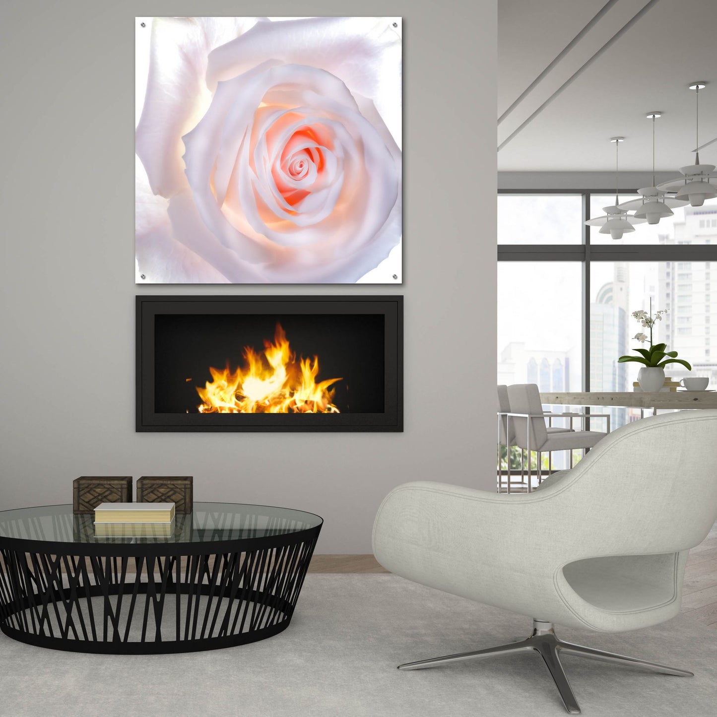 Epic Art 'Love Is A Pink Rose' by Pamela Plummer, Acrylic Glass Wall Art,36x36