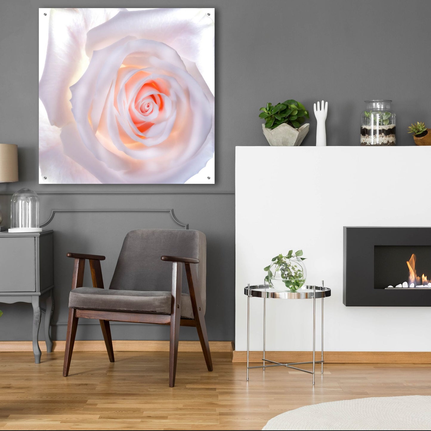 Epic Art 'Love Is A Pink Rose' by Pamela Plummer, Acrylic Glass Wall Art,36x36