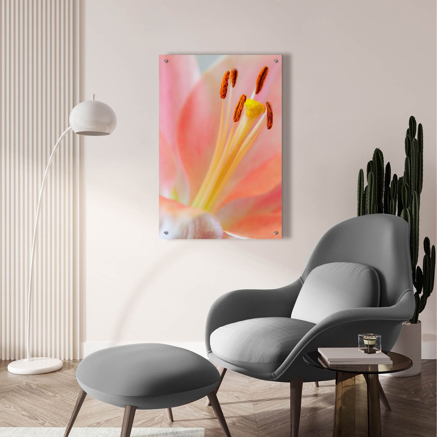 Epic Art 'Pink Lily So Soft' by Pamela Plummer, Acrylic Glass Wall Art,24x36