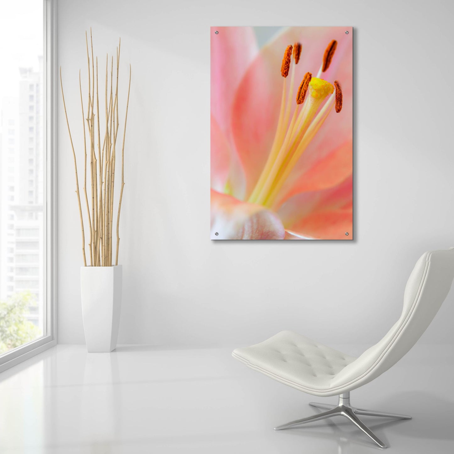 Epic Art 'Pink Lily So Soft' by Pamela Plummer, Acrylic Glass Wall Art,24x36