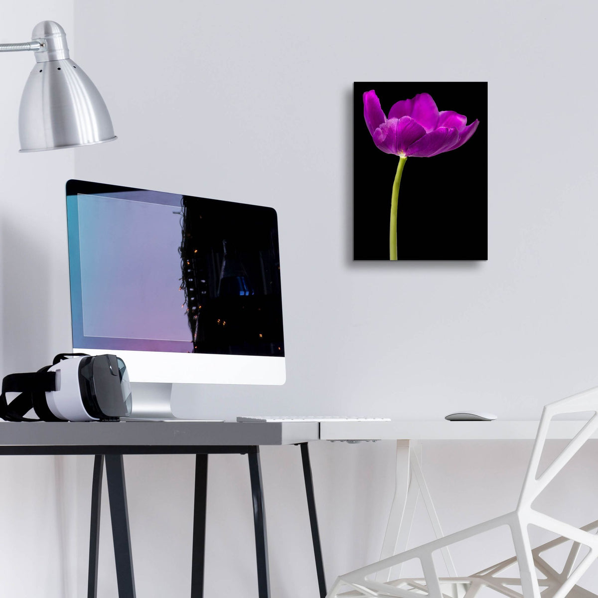 Epic Art 'Purple Tulip Glow' by Pamela Plummer, Acrylic Glass Wall Art,12x16