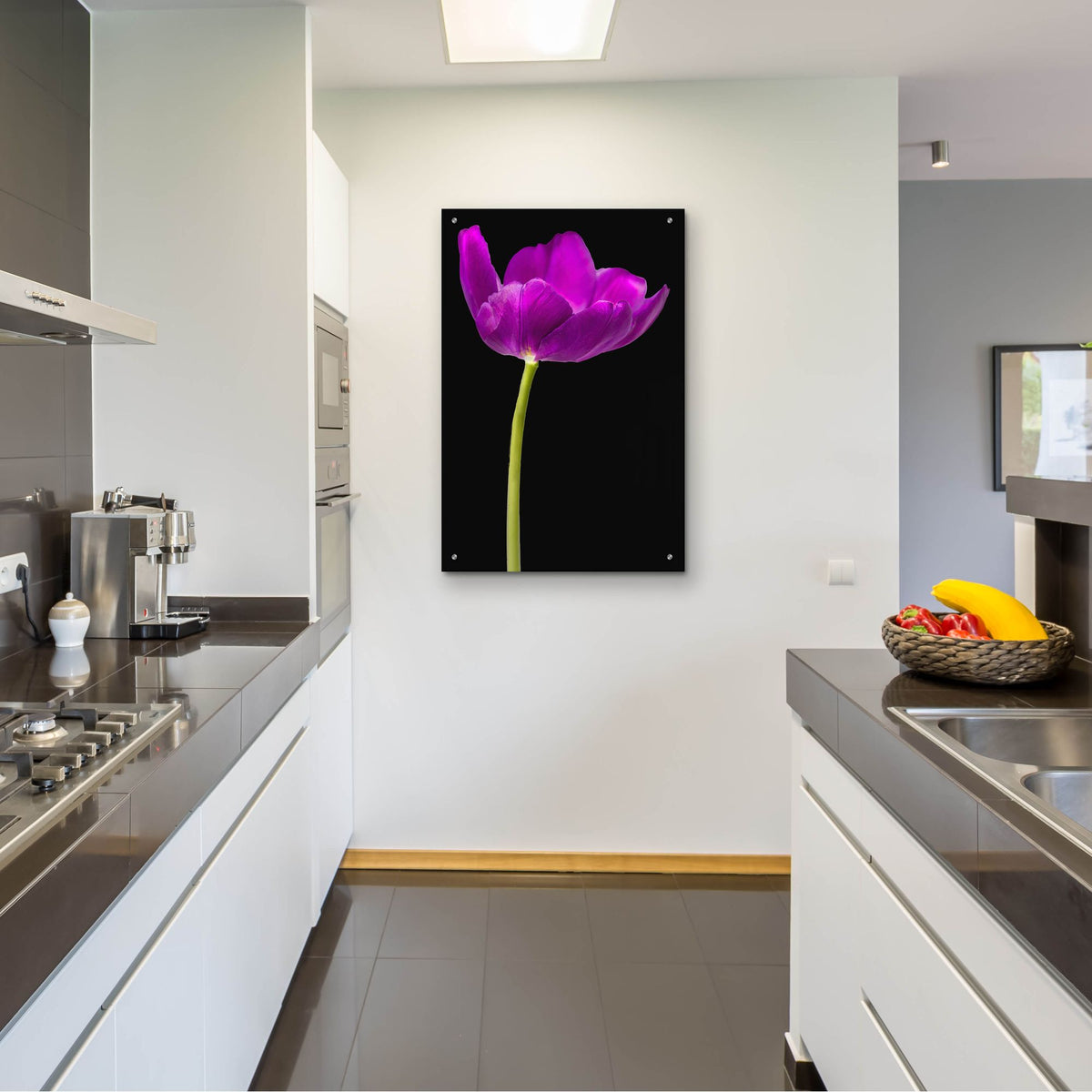 Epic Art 'Purple Tulip Glow' by Pamela Plummer, Acrylic Glass Wall Art,24x36