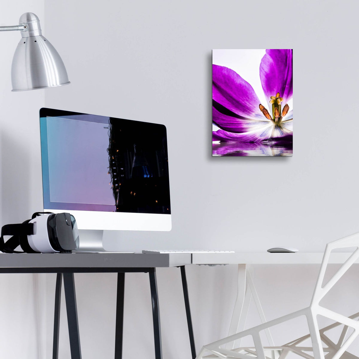 Epic Art 'Purple Tulip Reflection' by Pamela Plummer, Acrylic Glass Wall Art,12x16