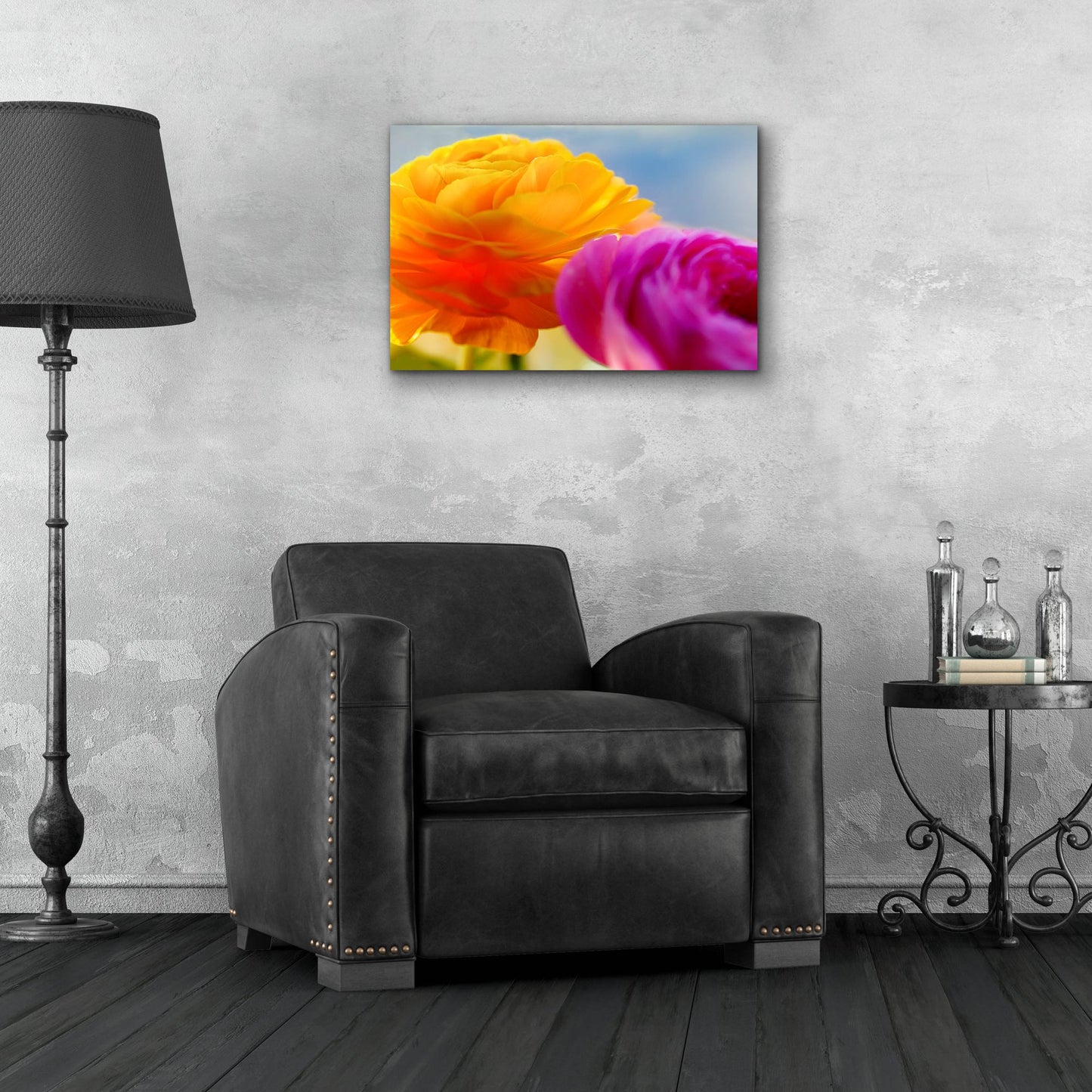 Epic Art 'Ranunculus In Orange And Pink' by Pamela Plummer, Acrylic Glass Wall Art,24x16