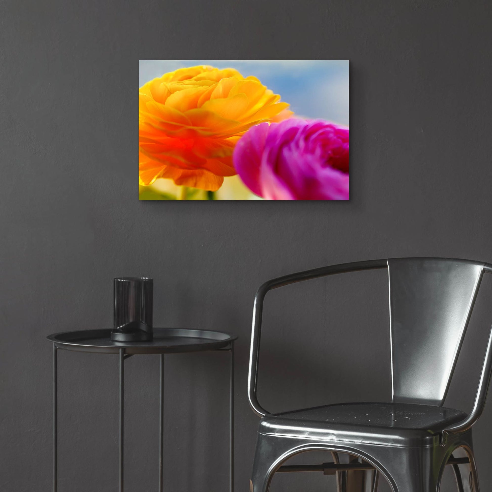 Epic Art 'Ranunculus In Orange And Pink' by Pamela Plummer, Acrylic Glass Wall Art,24x16