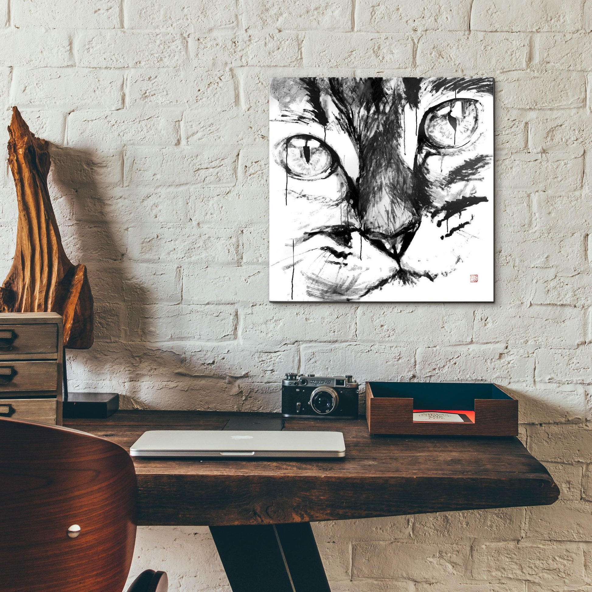 Epic Art 'Cat Face' by Pechane, Acrylic Glass Wall Art,12x12