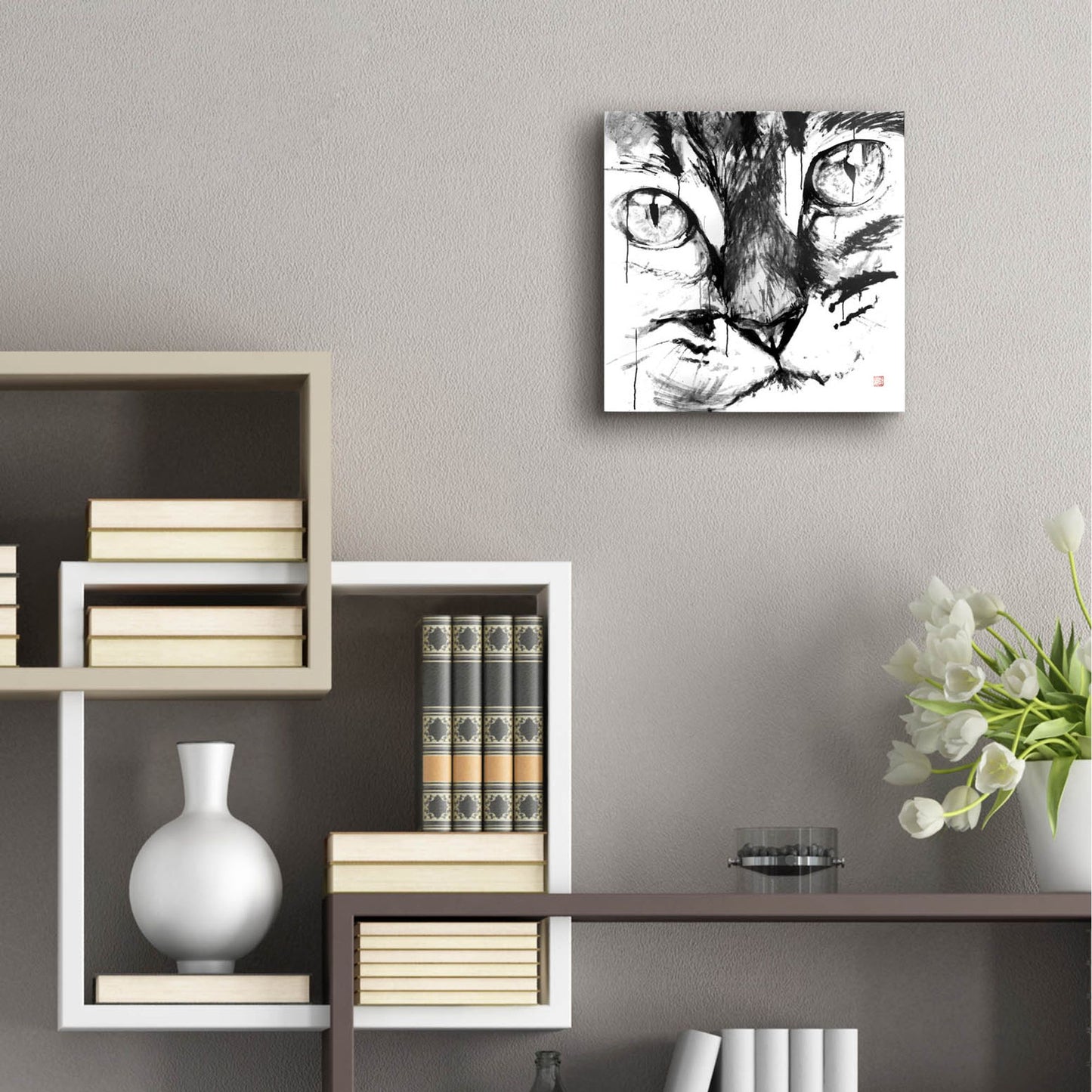 Epic Art 'Cat Face' by Pechane, Acrylic Glass Wall Art,12x12