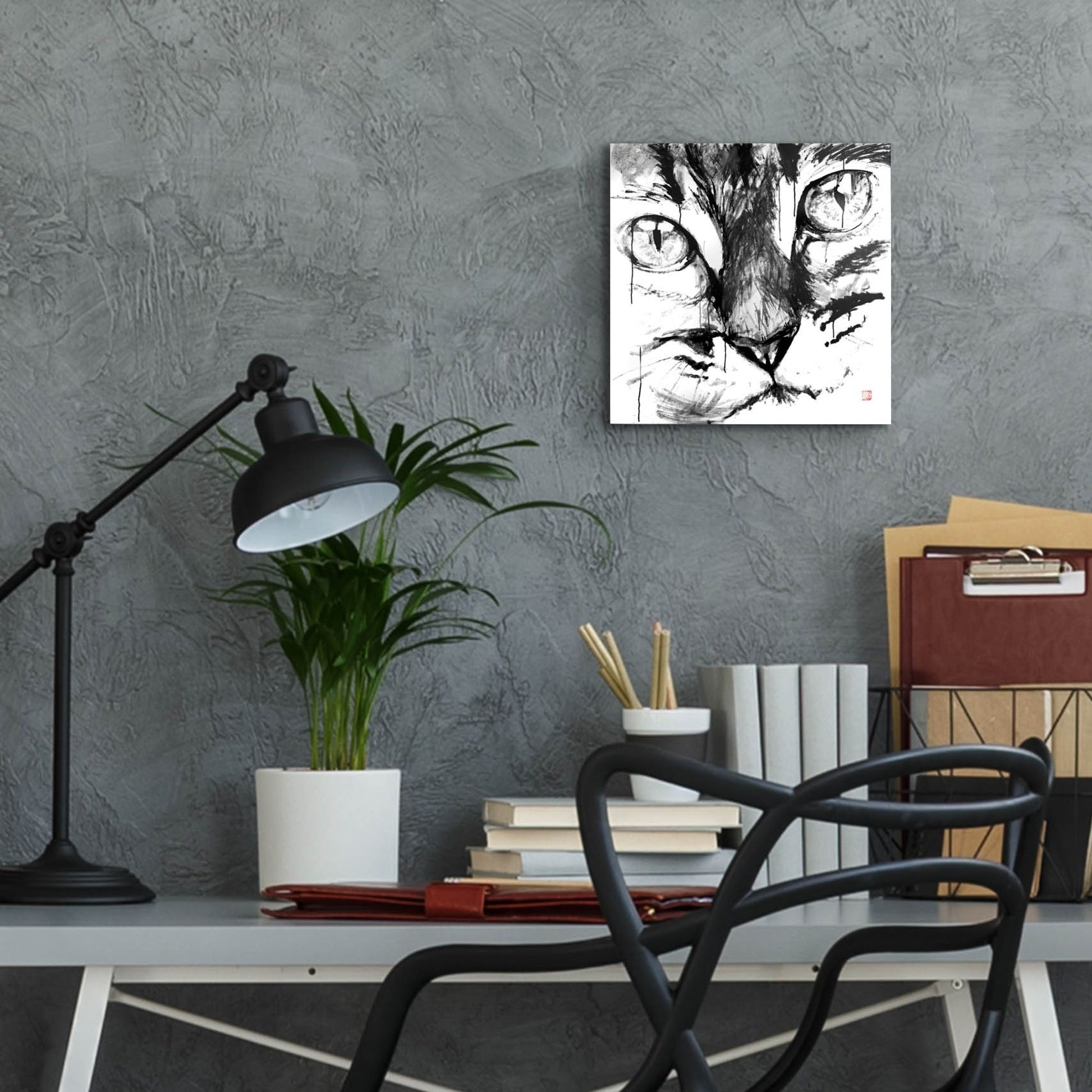 Epic Art 'Cat Face' by Pechane, Acrylic Glass Wall Art,12x12