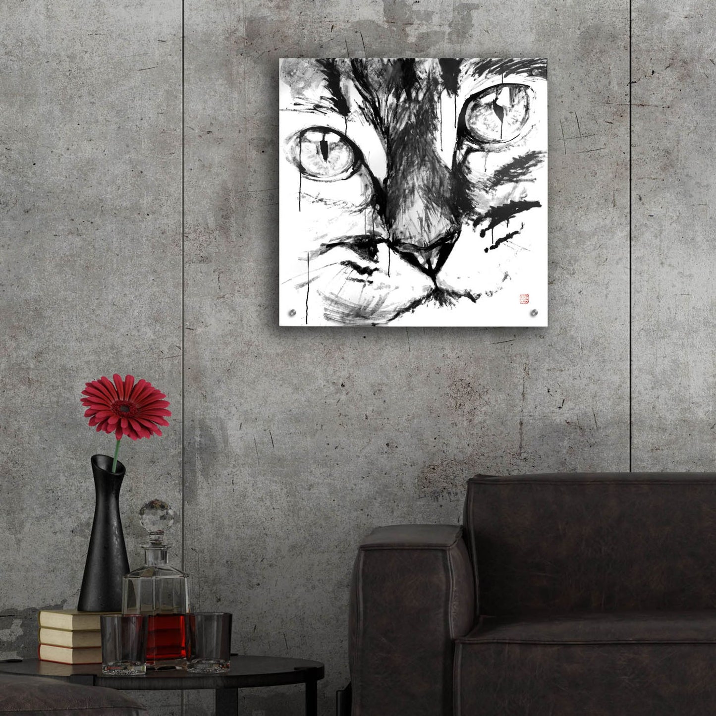 Epic Art 'Cat Face' by Pechane, Acrylic Glass Wall Art,24x24