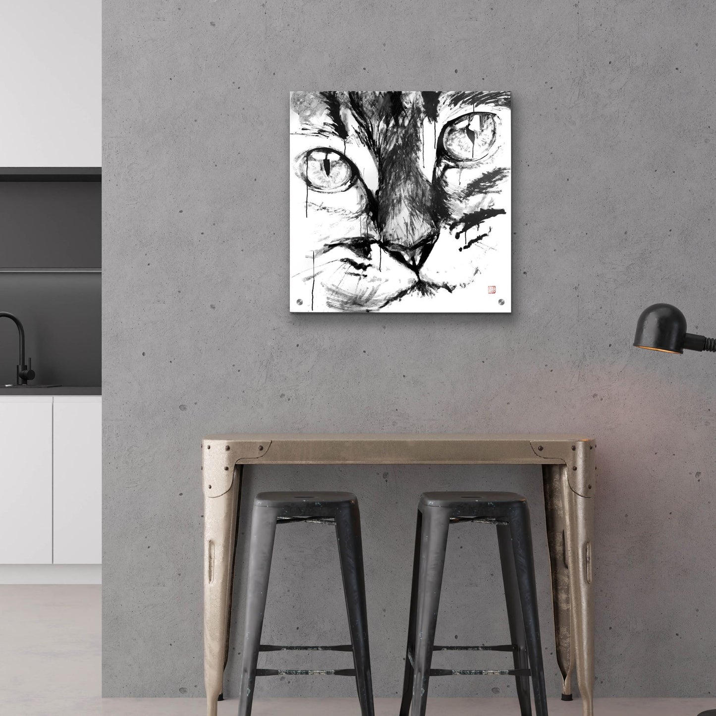 Epic Art 'Cat Face' by Pechane, Acrylic Glass Wall Art,24x24