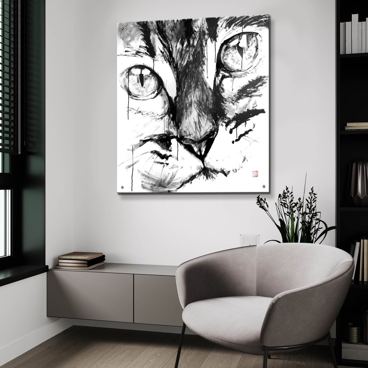 Epic Art 'Cat Face' by Pechane, Acrylic Glass Wall Art,36x36