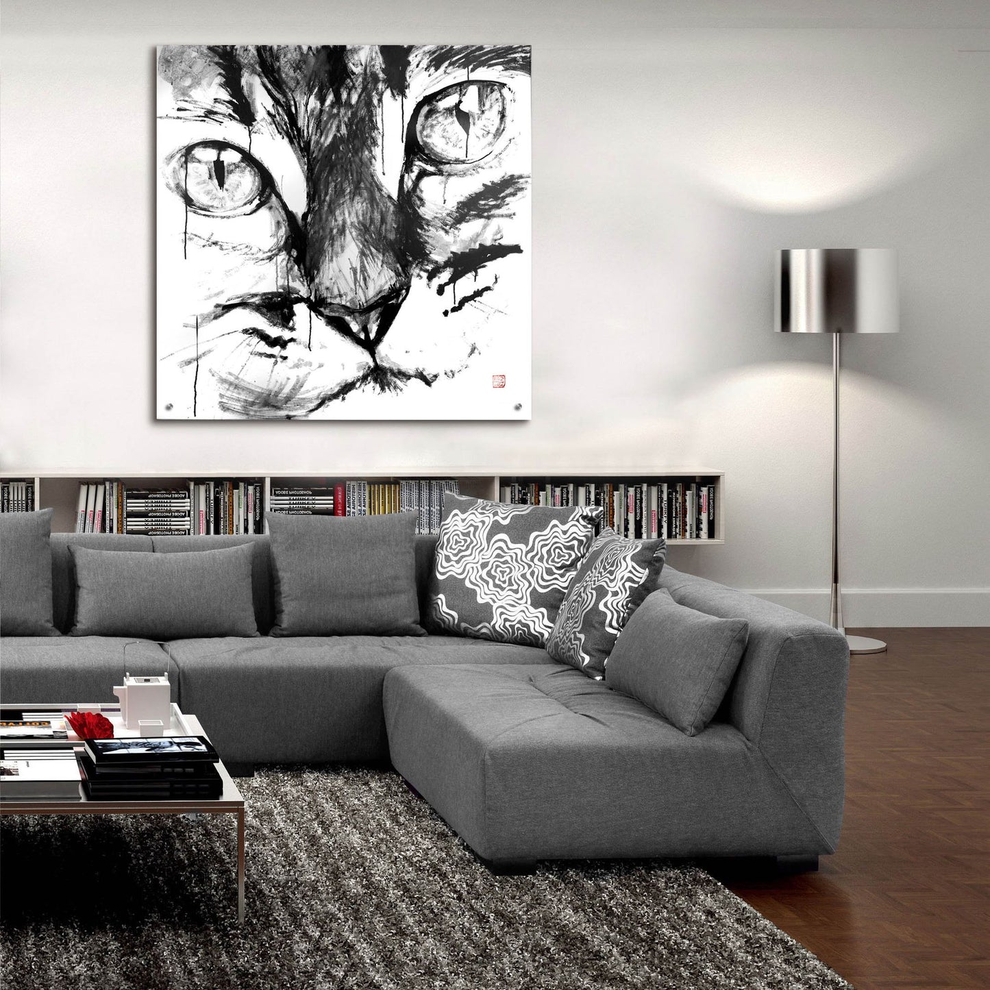 Epic Art 'Cat Face' by Pechane, Acrylic Glass Wall Art,36x36