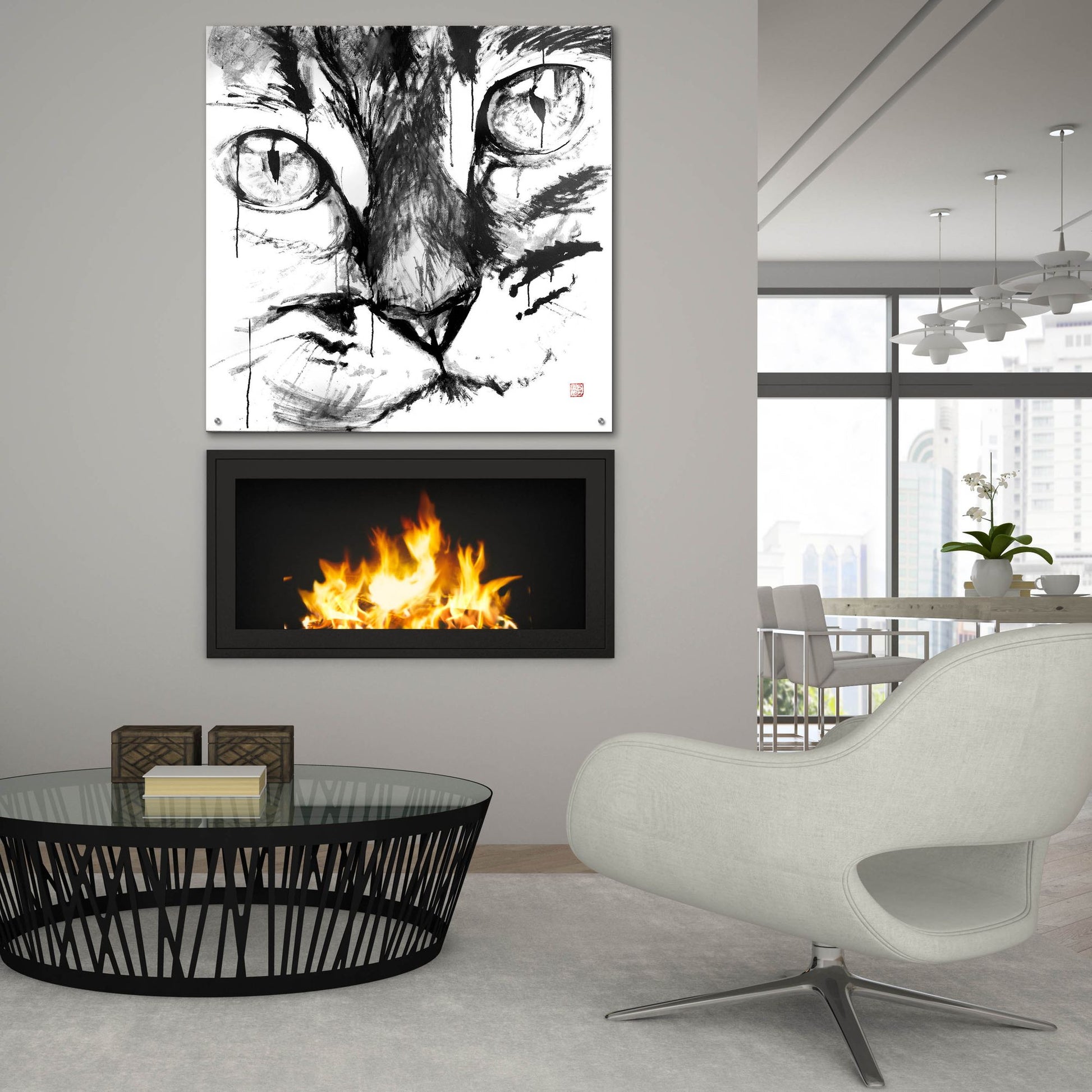 Epic Art 'Cat Face' by Pechane, Acrylic Glass Wall Art,36x36