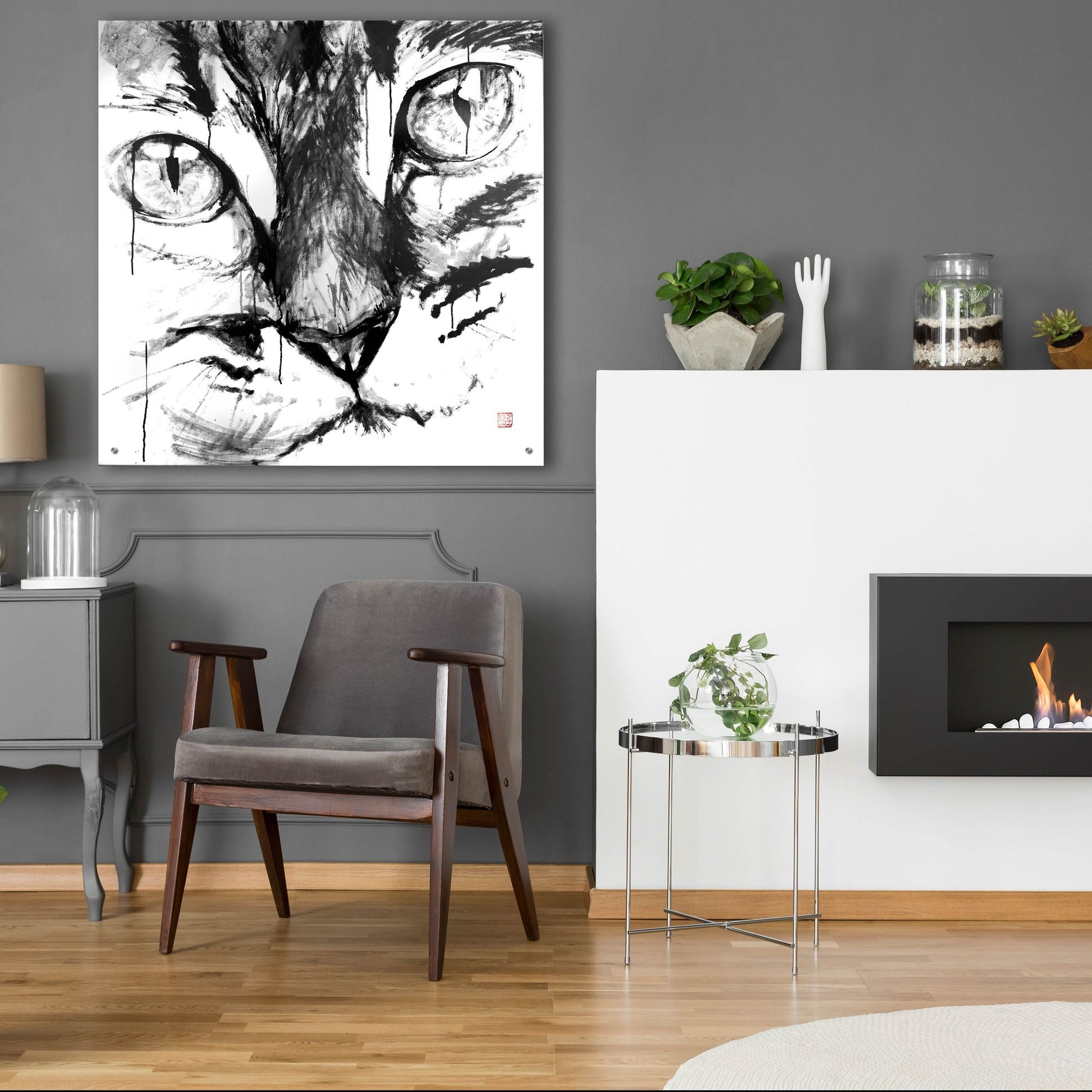 Epic Art 'Cat Face' by Pechane, Acrylic Glass Wall Art,36x36