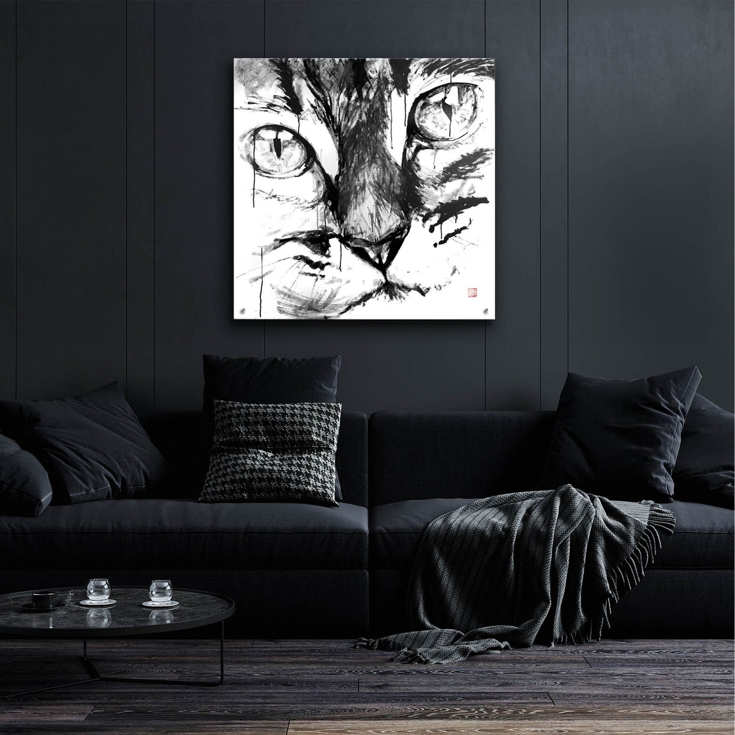 Epic Art 'Cat Face' by Pechane, Acrylic Glass Wall Art,36x36