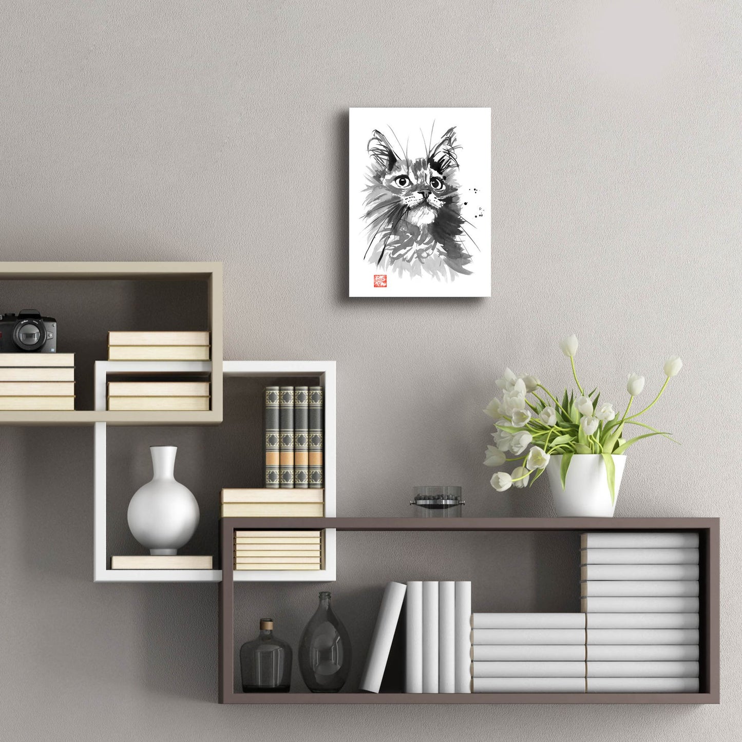 Epic Art 'Hairy Cat' by Pechane, Acrylic Glass Wall Art,12x16