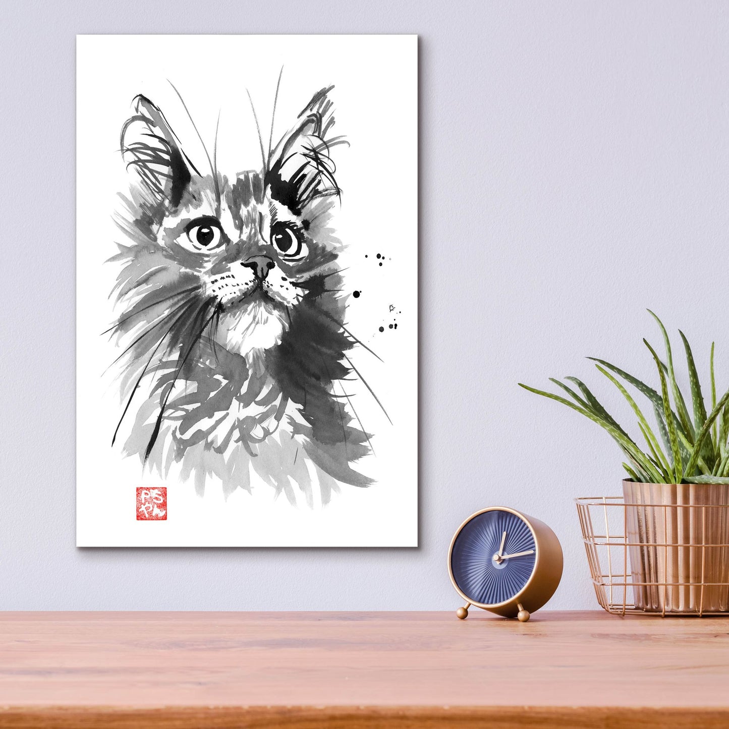 Epic Art 'Hairy Cat' by Pechane, Acrylic Glass Wall Art,12x16