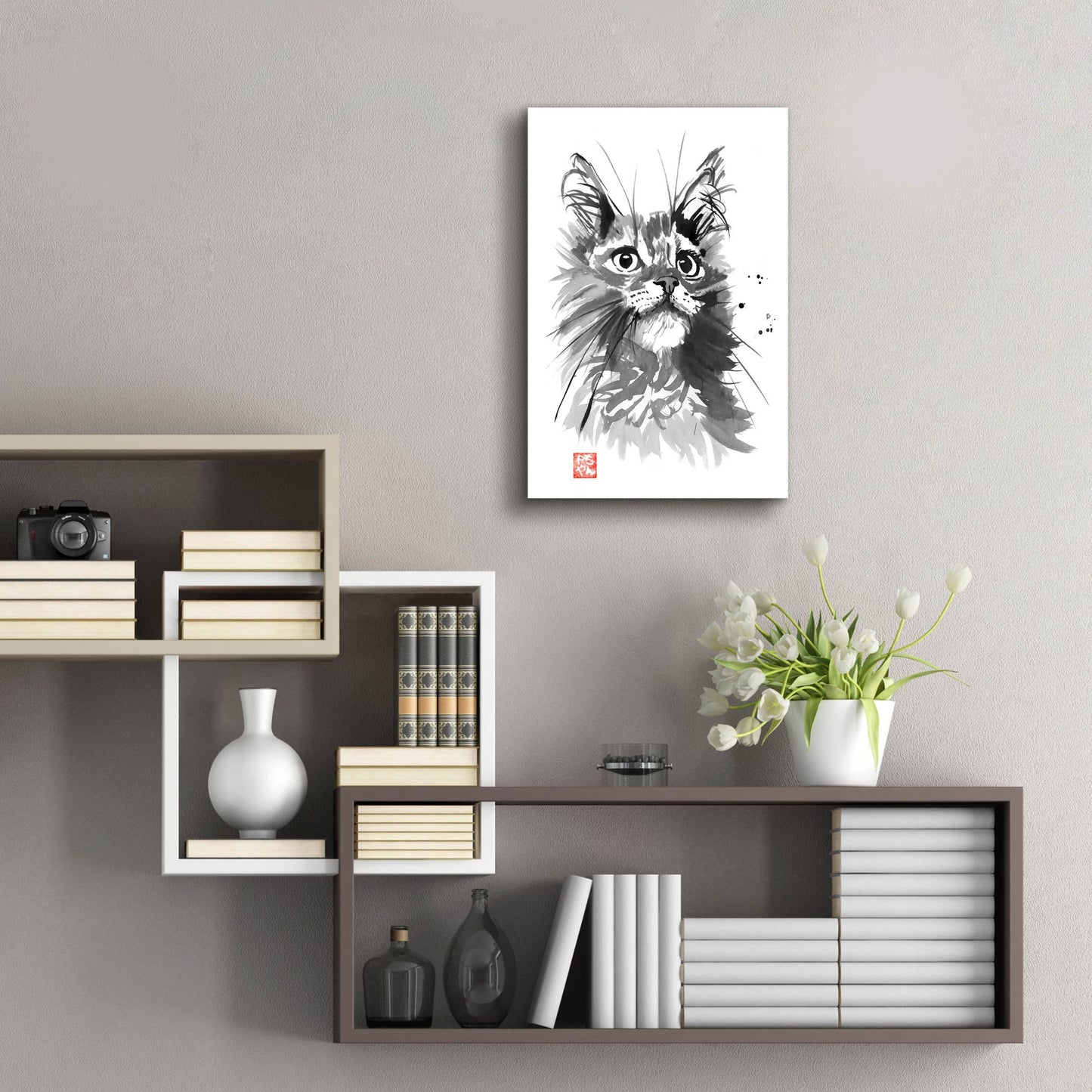 Epic Art 'Hairy Cat' by Pechane, Acrylic Glass Wall Art,16x24