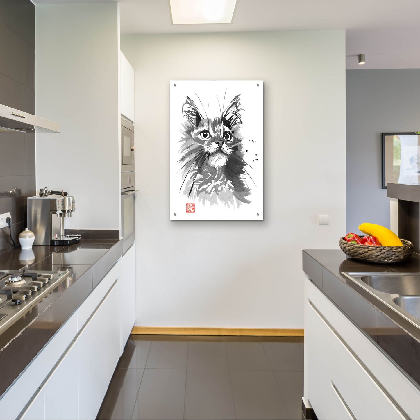 Epic Art 'Hairy Cat' by Pechane, Acrylic Glass Wall Art,24x36