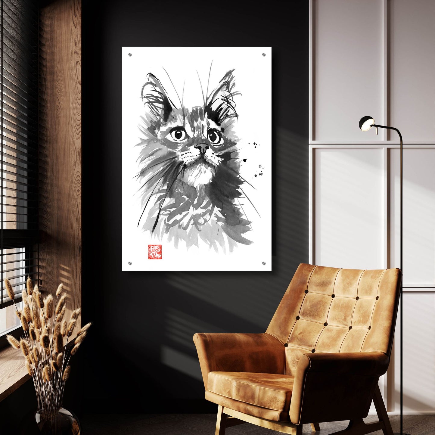 Epic Art 'Hairy Cat' by Pechane, Acrylic Glass Wall Art,24x36