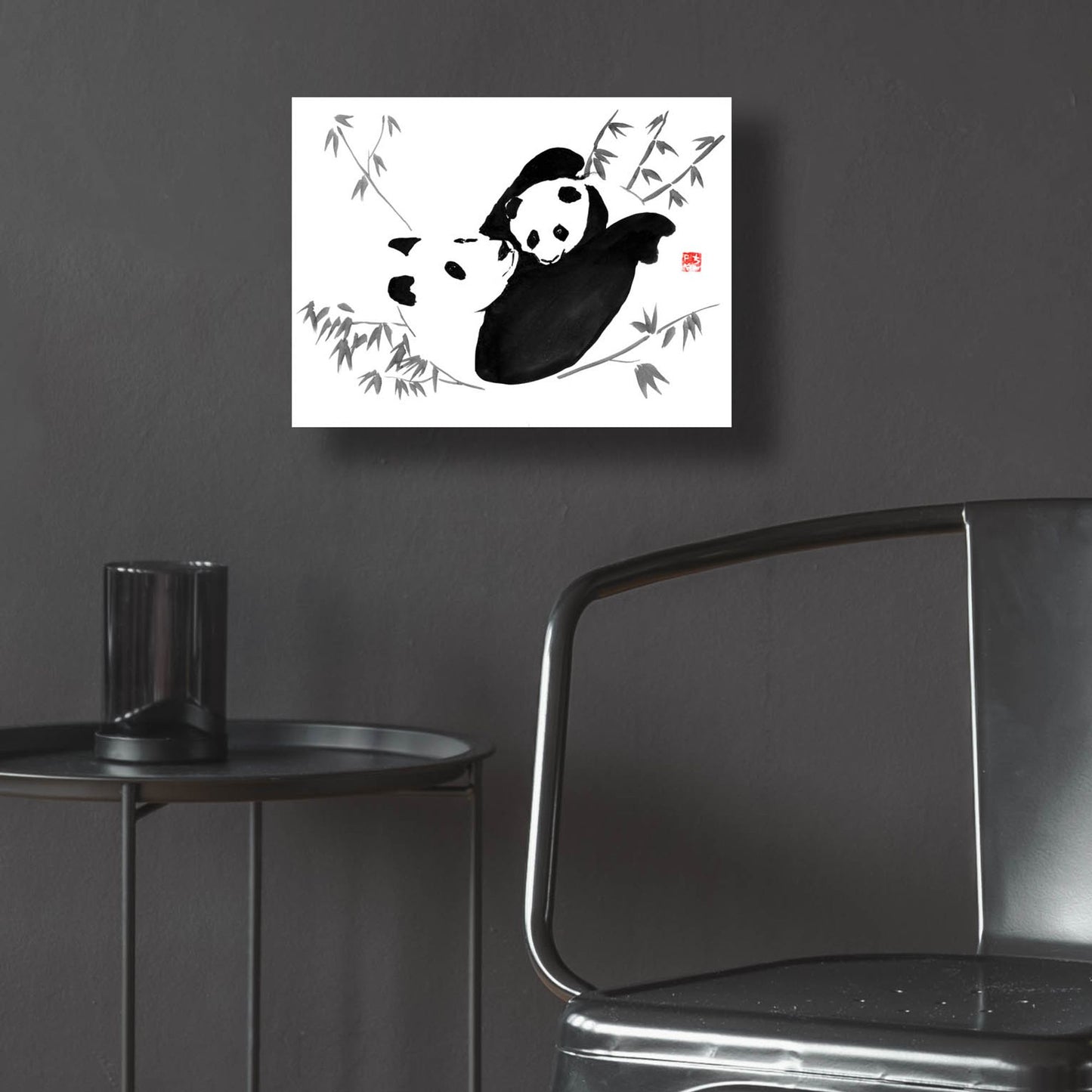 Epic Art 'Panda Family' by Pechane, Acrylic Glass Wall Art,16x12