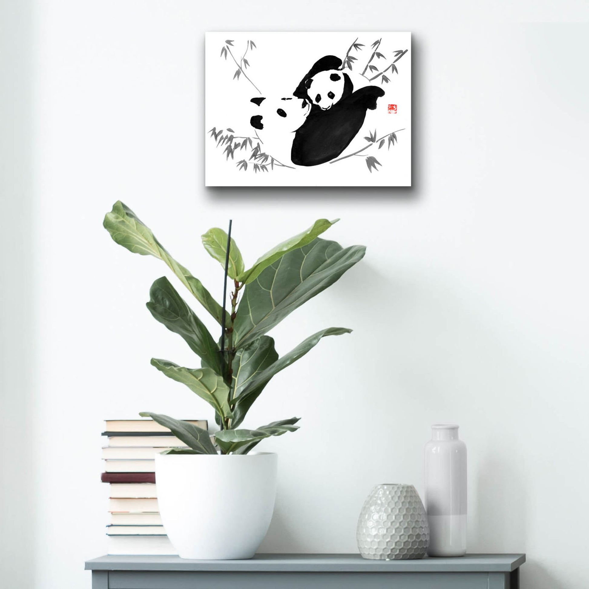 Epic Art 'Panda Family' by Pechane, Acrylic Glass Wall Art,16x12