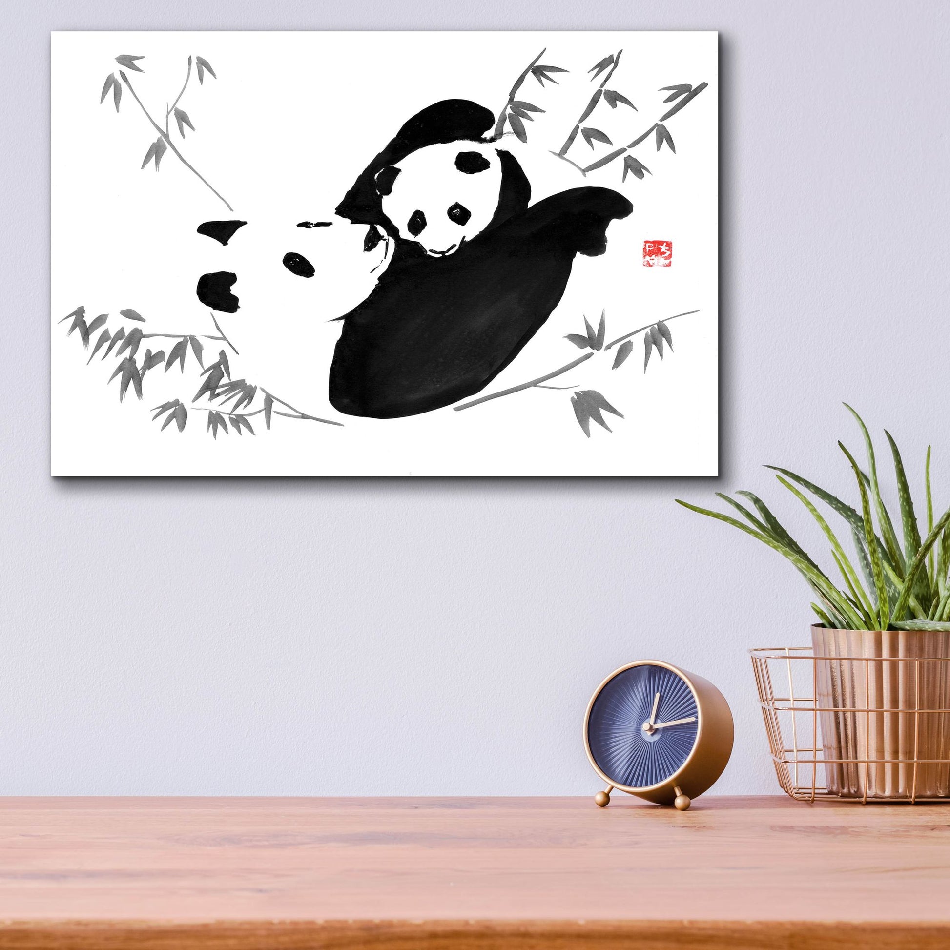 Epic Art 'Panda Family' by Pechane, Acrylic Glass Wall Art,16x12