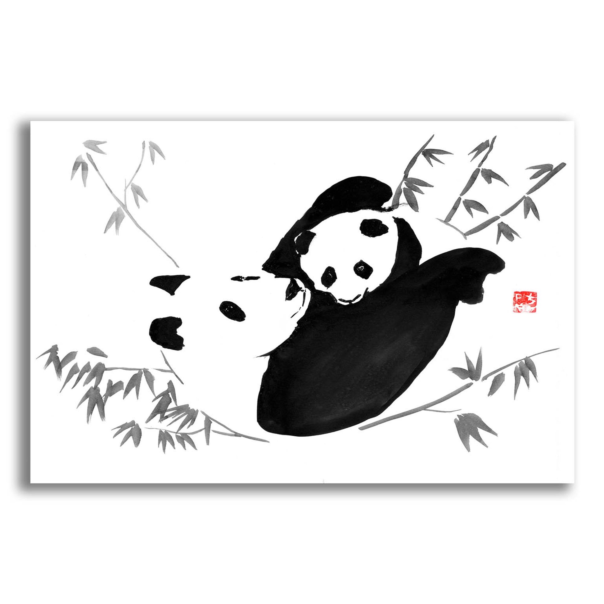 Epic Art 'Panda Family' by Pechane, Acrylic Glass Wall Art,16x12