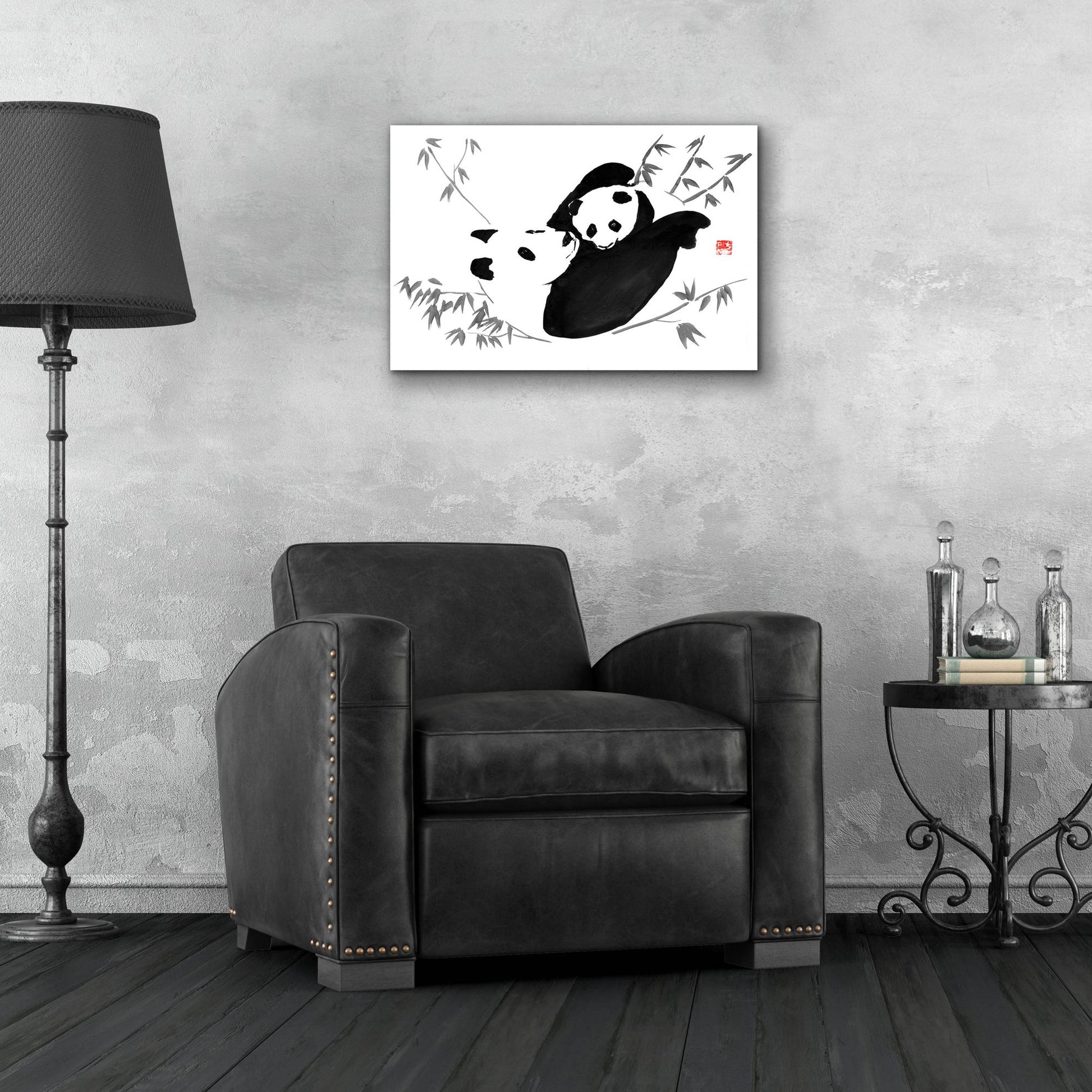 Epic Art 'Panda Family' by Pechane, Acrylic Glass Wall Art,24x16