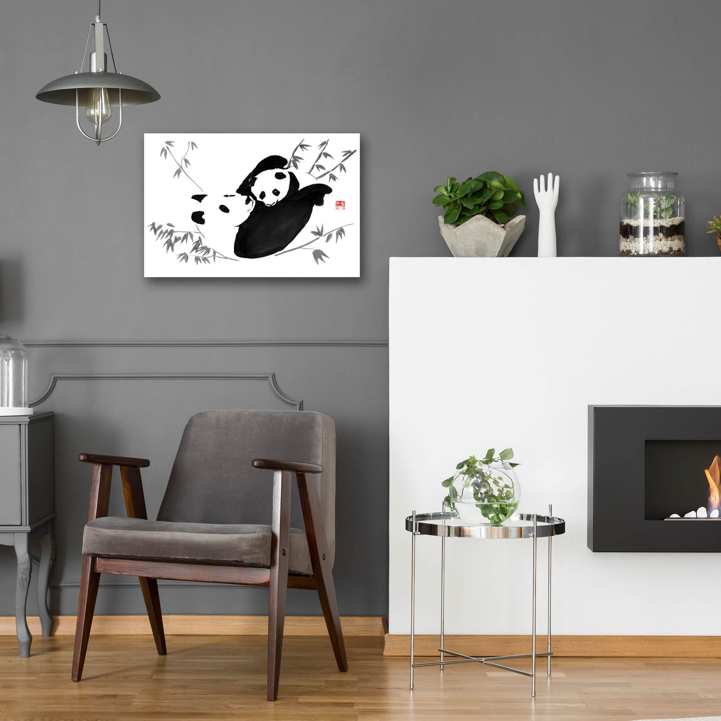 Epic Art 'Panda Family' by Pechane, Acrylic Glass Wall Art,24x16