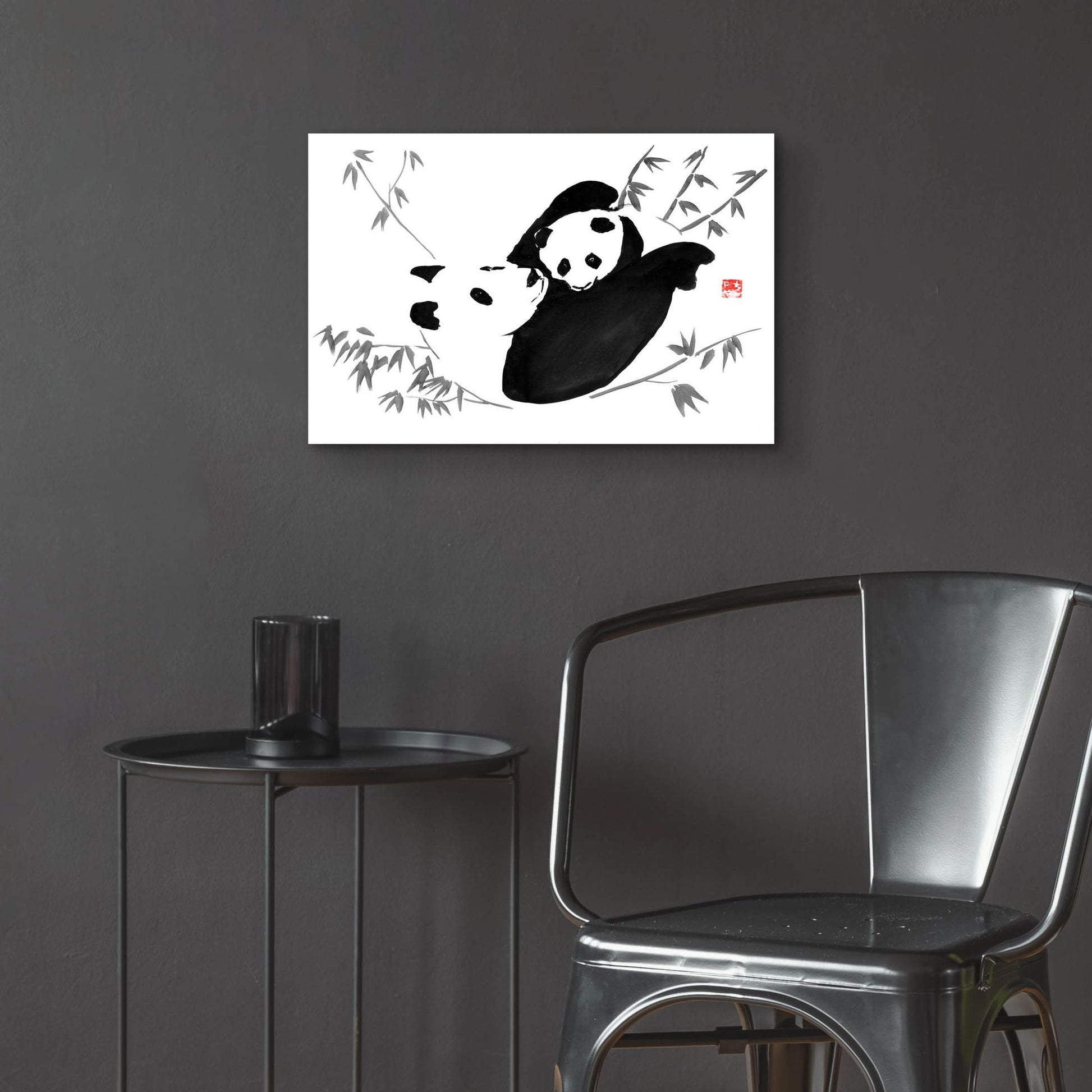 Epic Art 'Panda Family' by Pechane, Acrylic Glass Wall Art,24x16