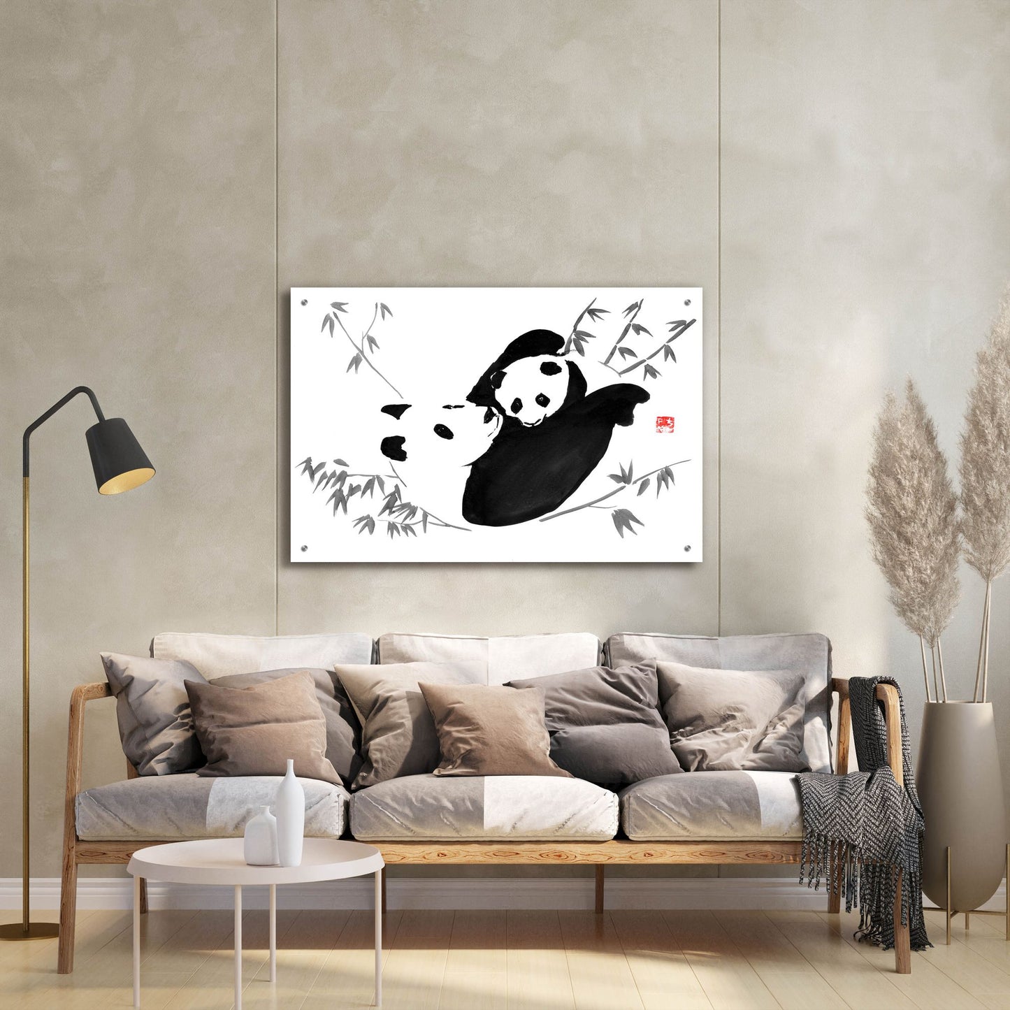 Epic Art 'Panda Family' by Pechane, Acrylic Glass Wall Art,36x24