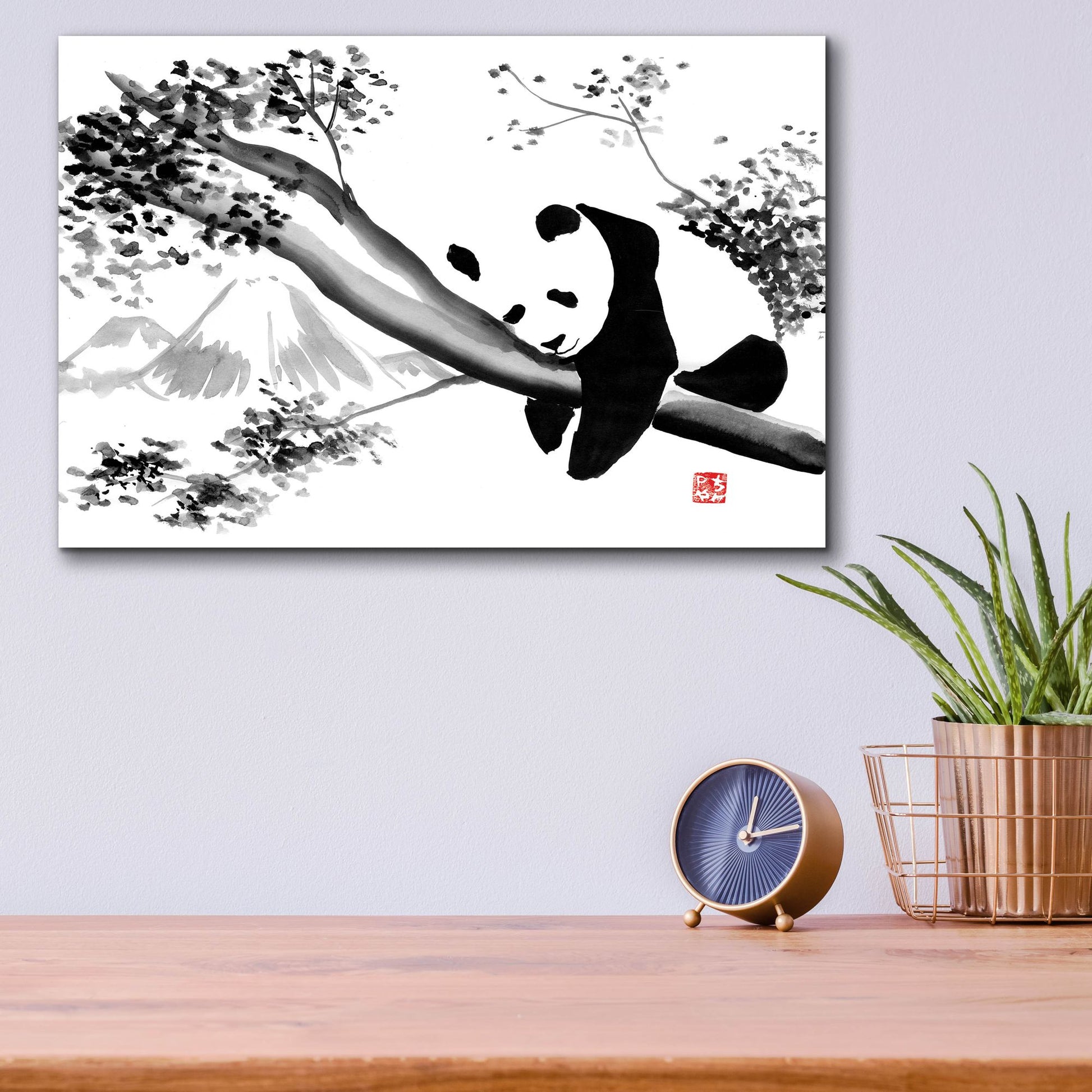 Epic Art 'Panda In His Tree' by Pechane, Acrylic Glass Wall Art,16x12