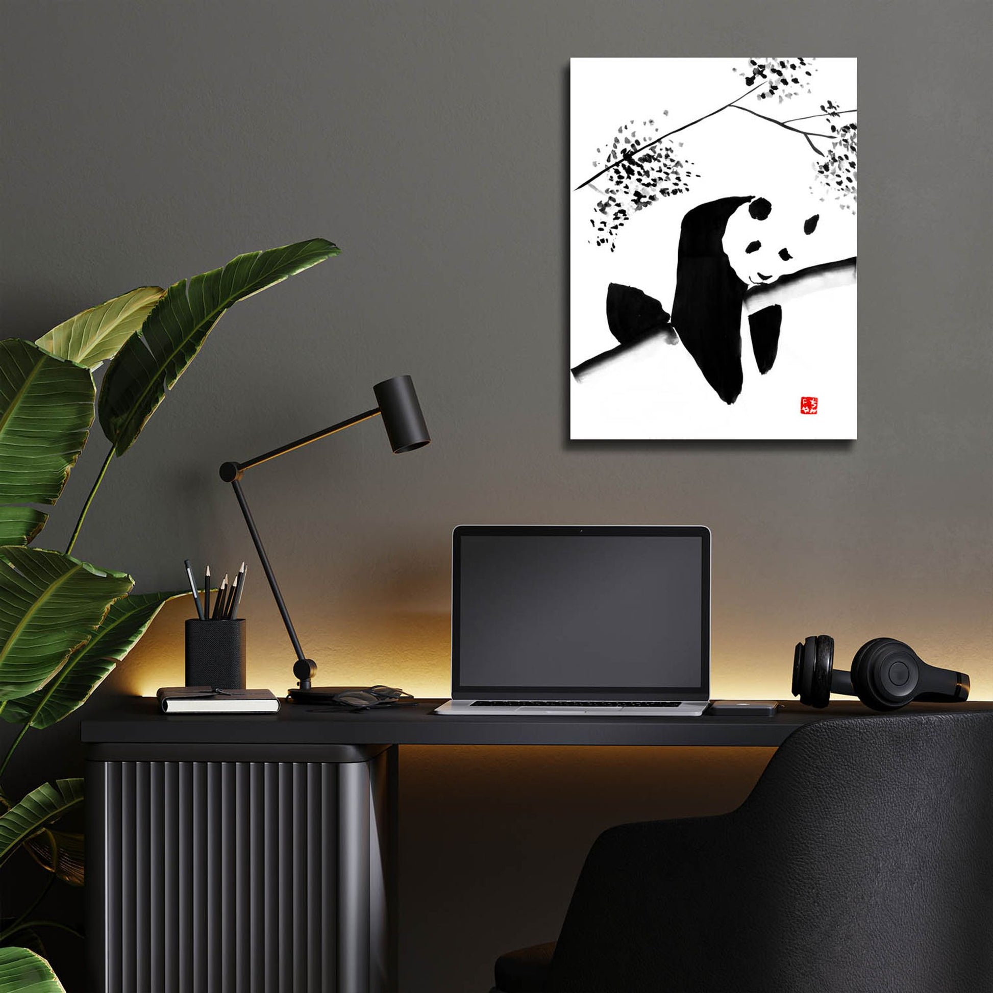 Epic Art 'Panda Tryptique Part 01' by Pechane, Acrylic Glass Wall Art,12x16