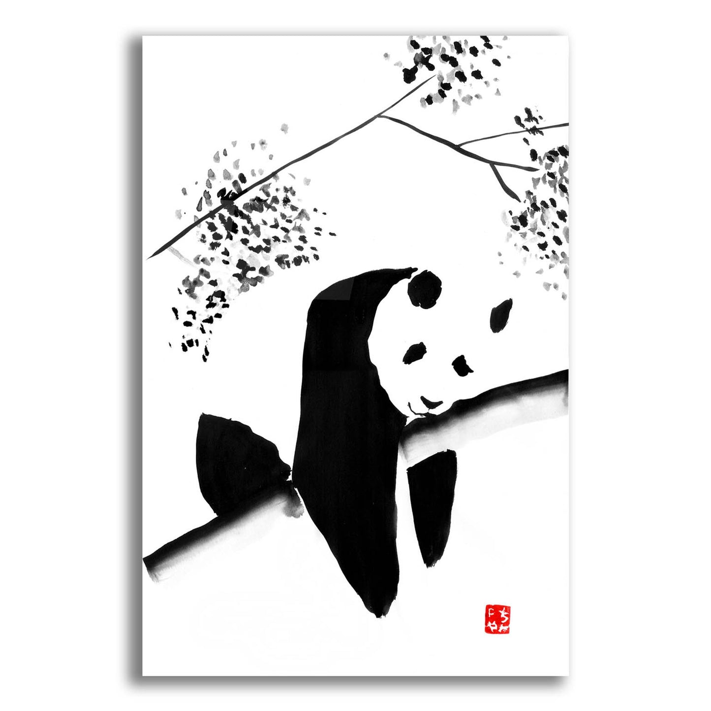 Epic Art 'Panda Tryptique Part 01' by Pechane, Acrylic Glass Wall Art,12x16