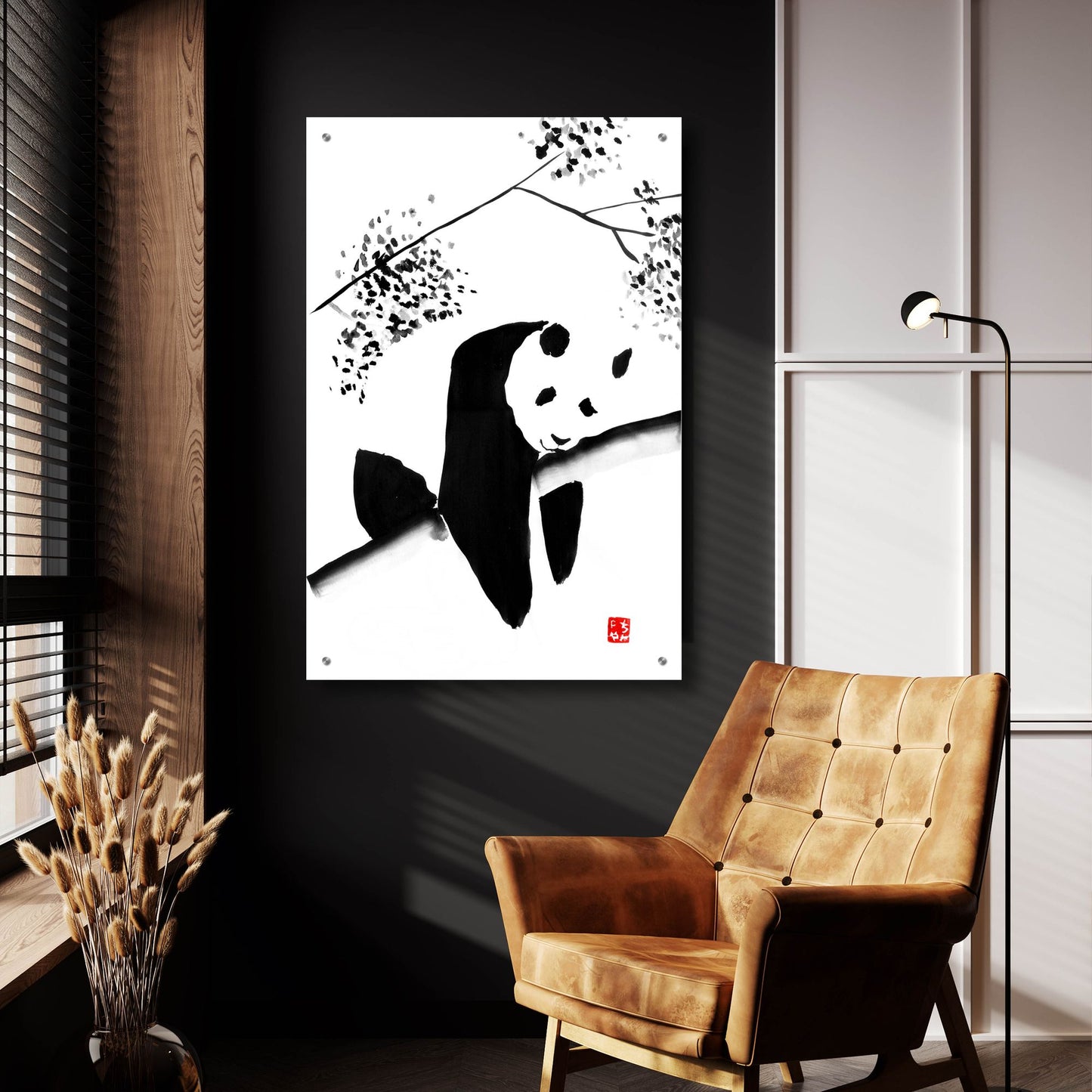 Epic Art 'Panda Tryptique Part 01' by Pechane, Acrylic Glass Wall Art,24x36